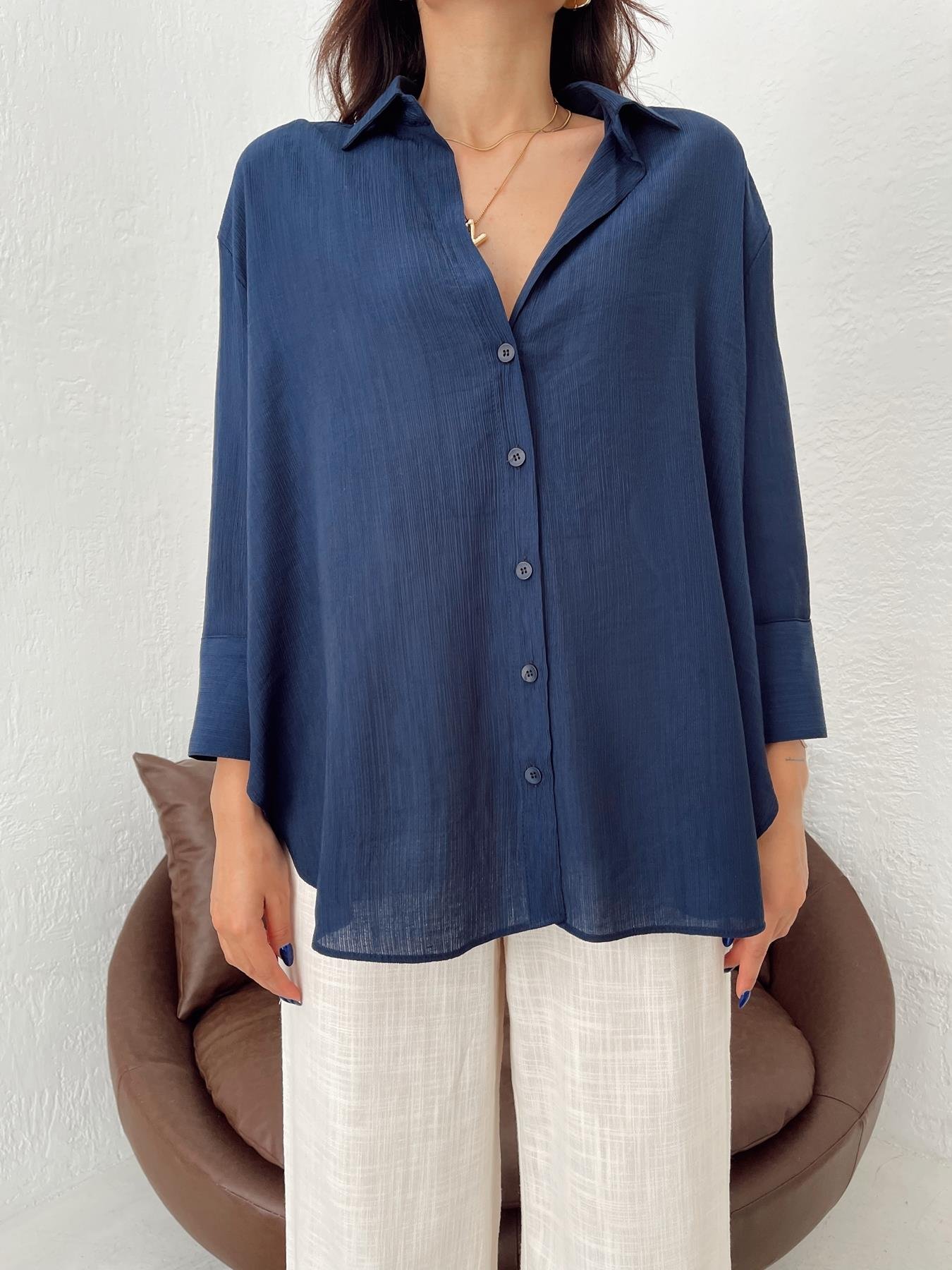 Oversize Gömlek LACİVERT