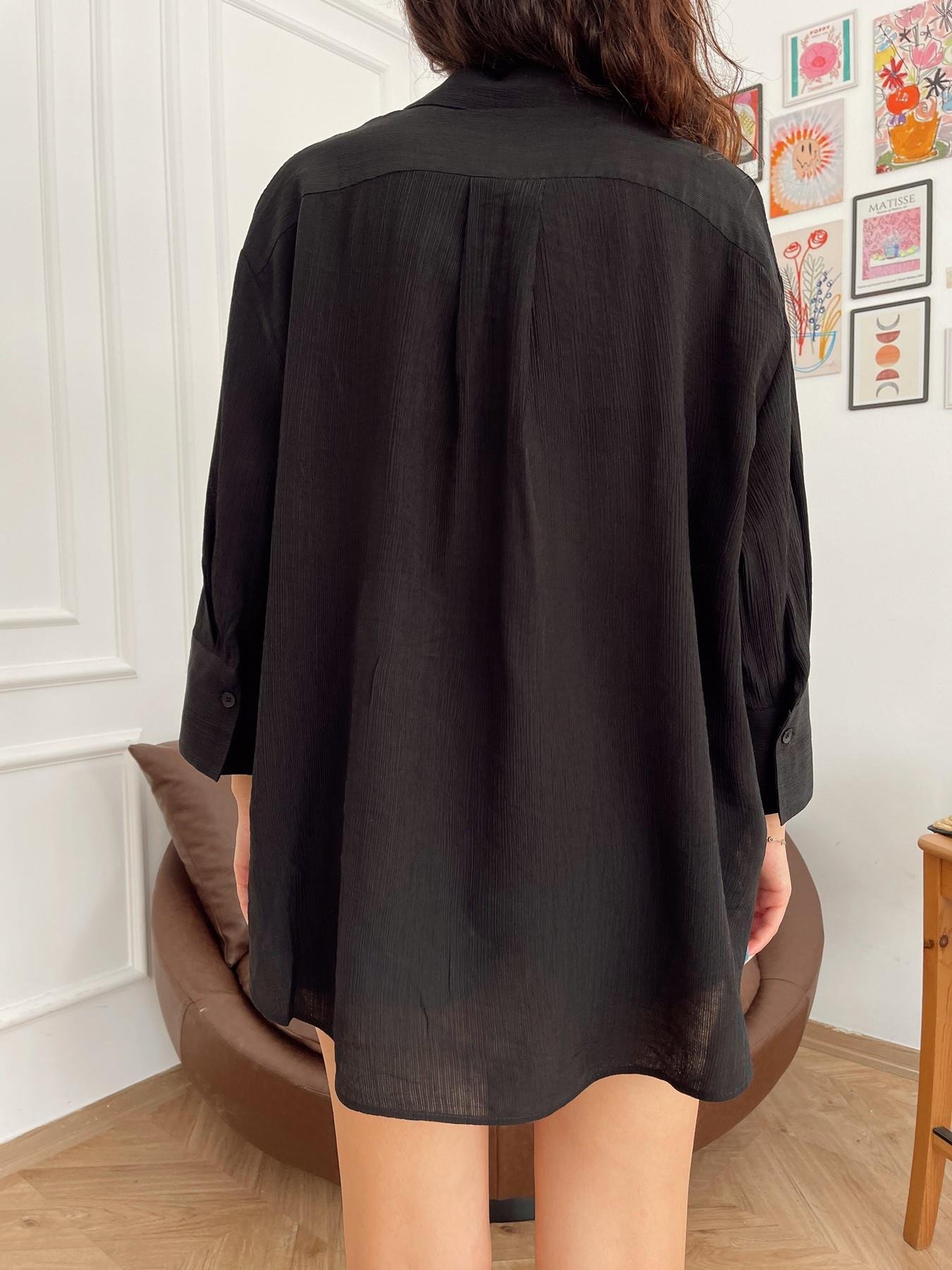 Oversize Gömlek SİYAH