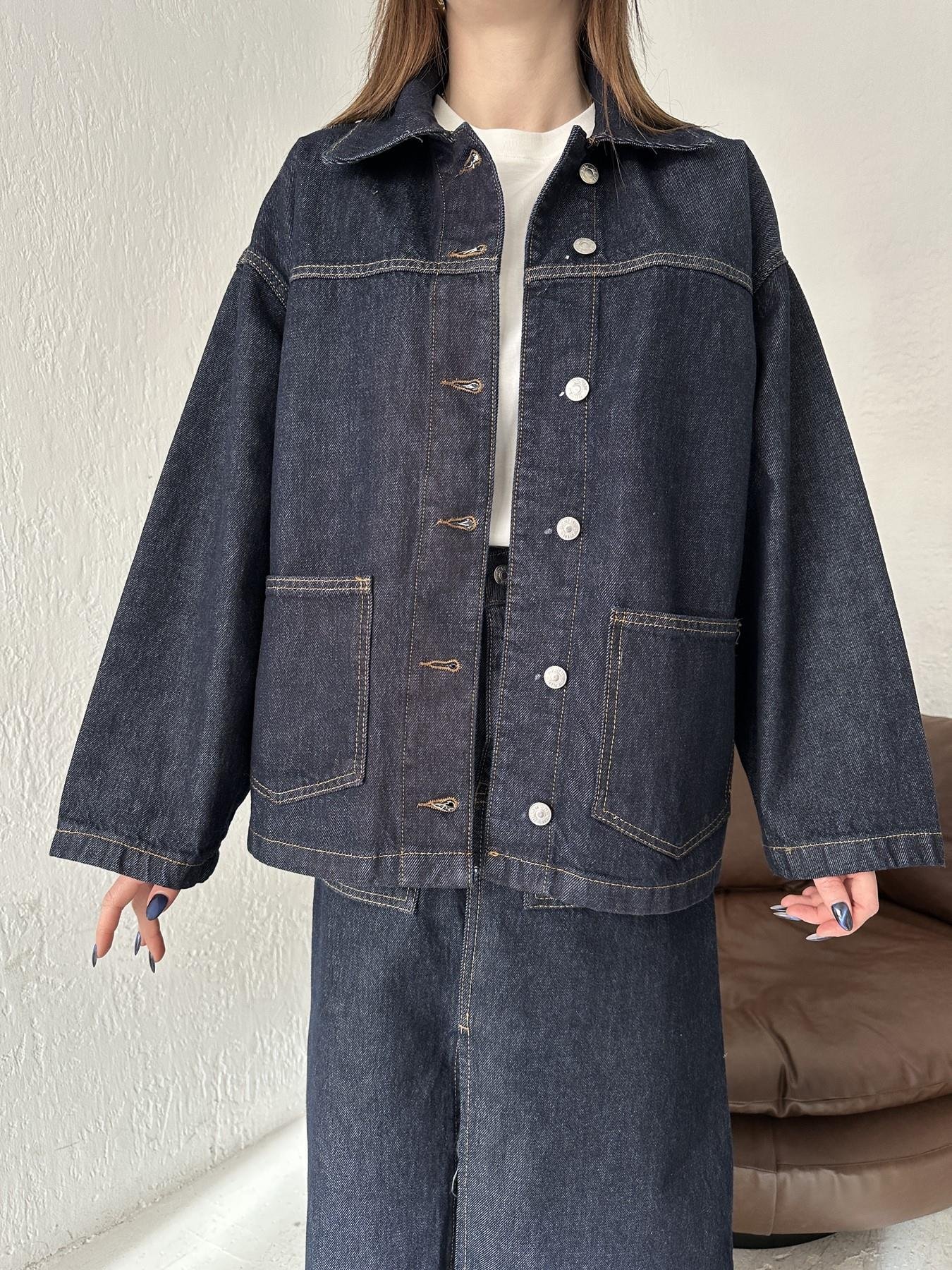 Oversize Jean Ceket LACİVERT