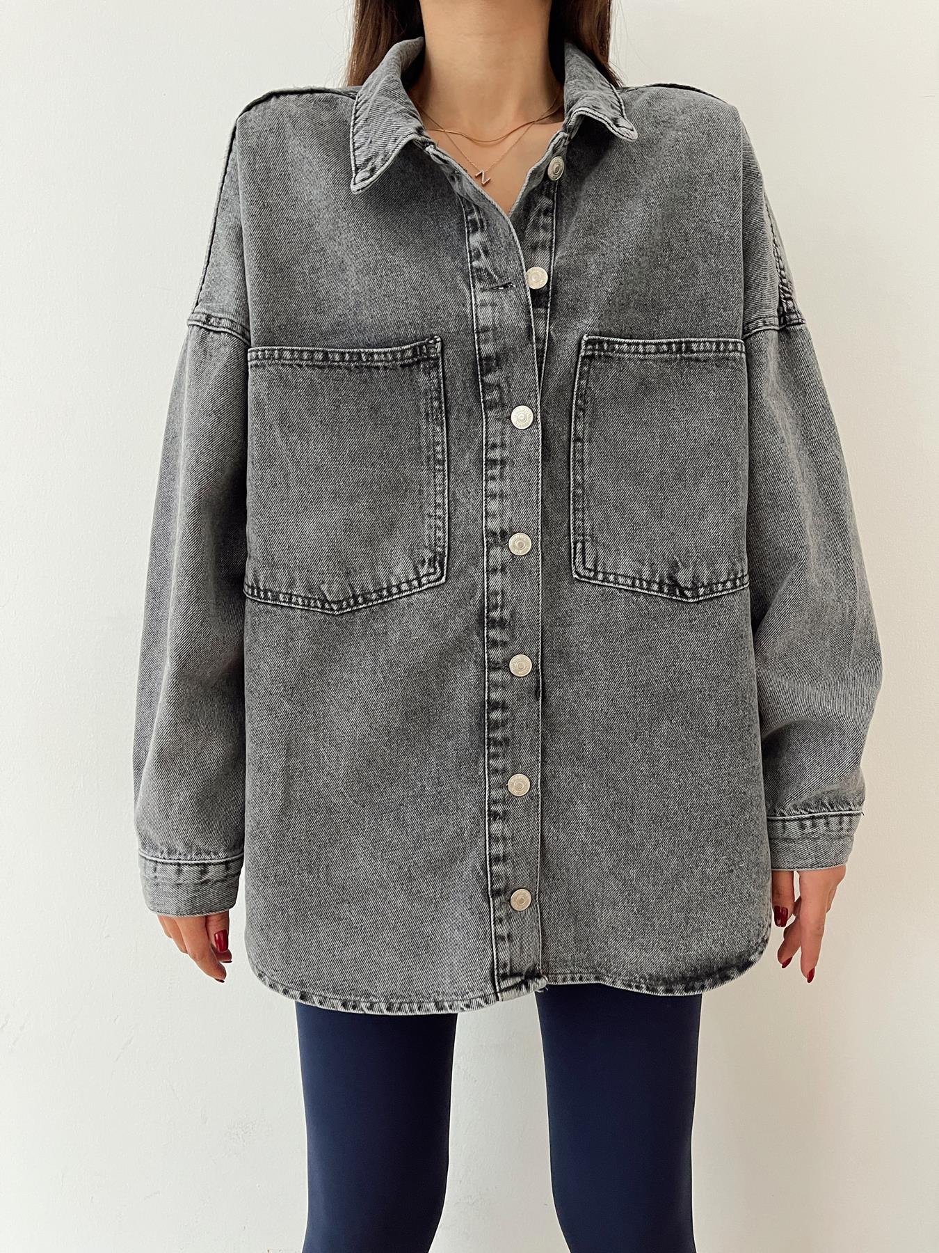 Oversize Jean Gömlek ANTRASİT