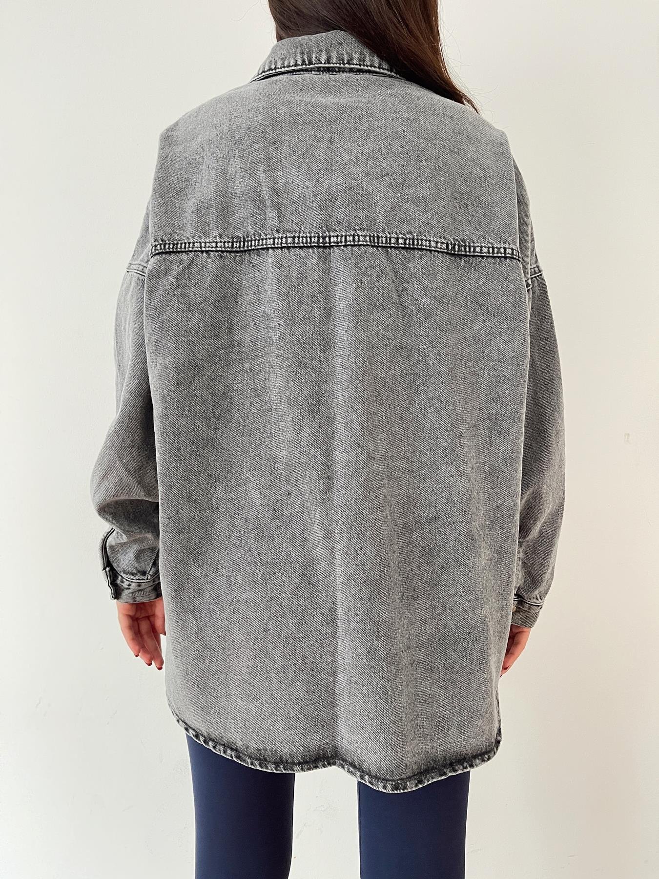 Oversize Jean Gömlek ANTRASİT