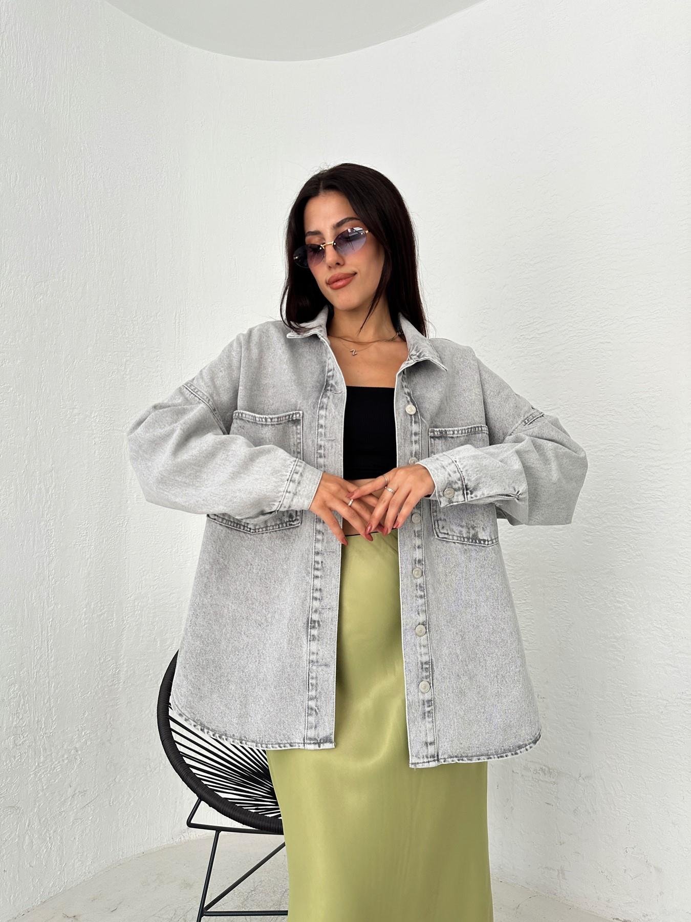 Oversize Jean Gömlek GRİ