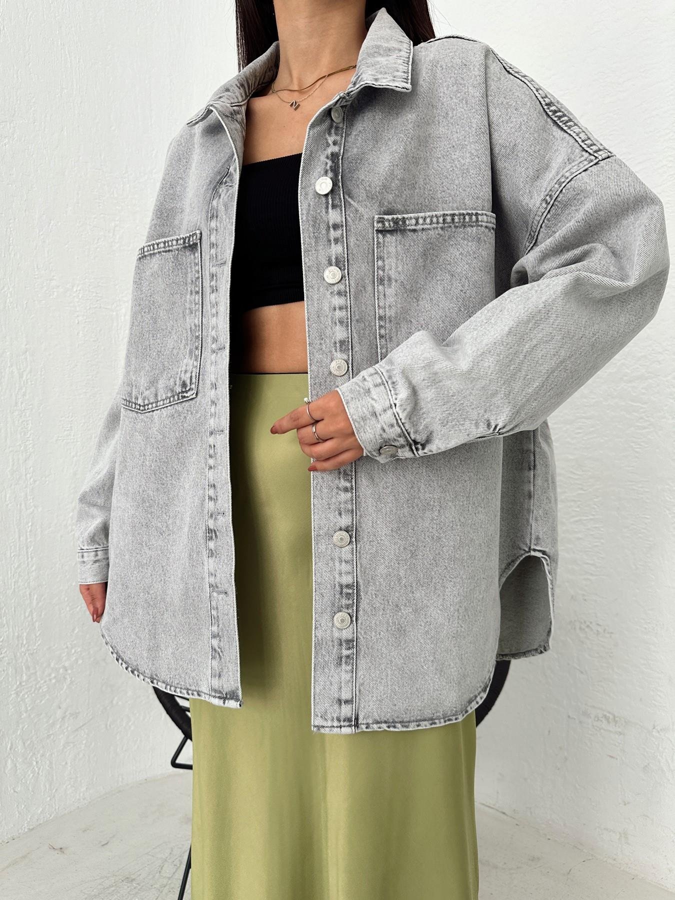 Oversize Jean Gömlek GRİ