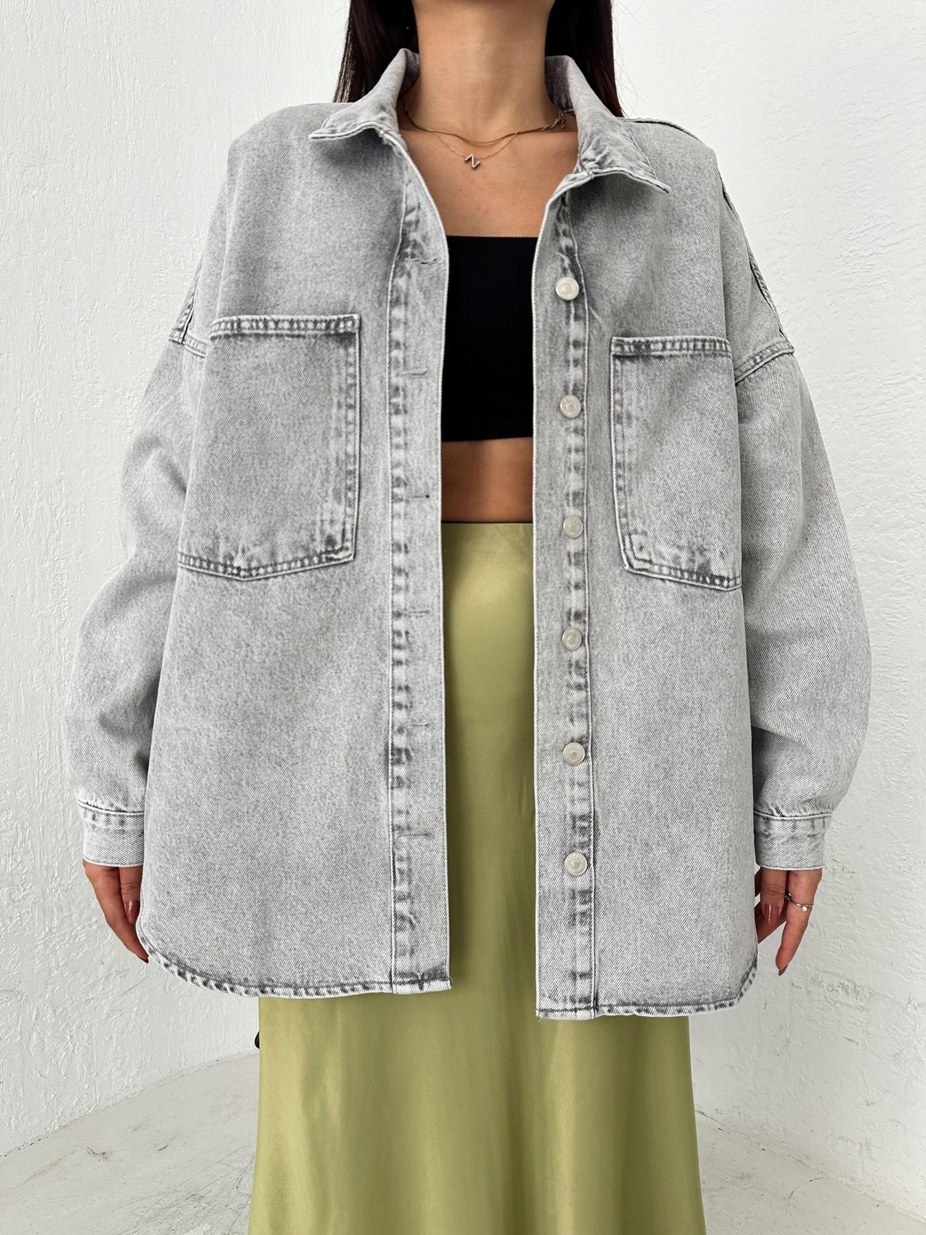 Oversize Jean Gömlek GRİ