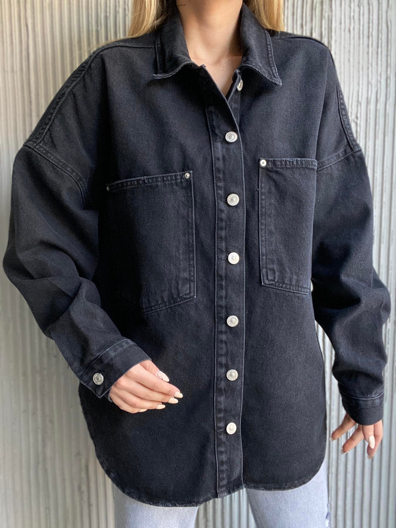 Oversize Jean Gömlek SİYAH
