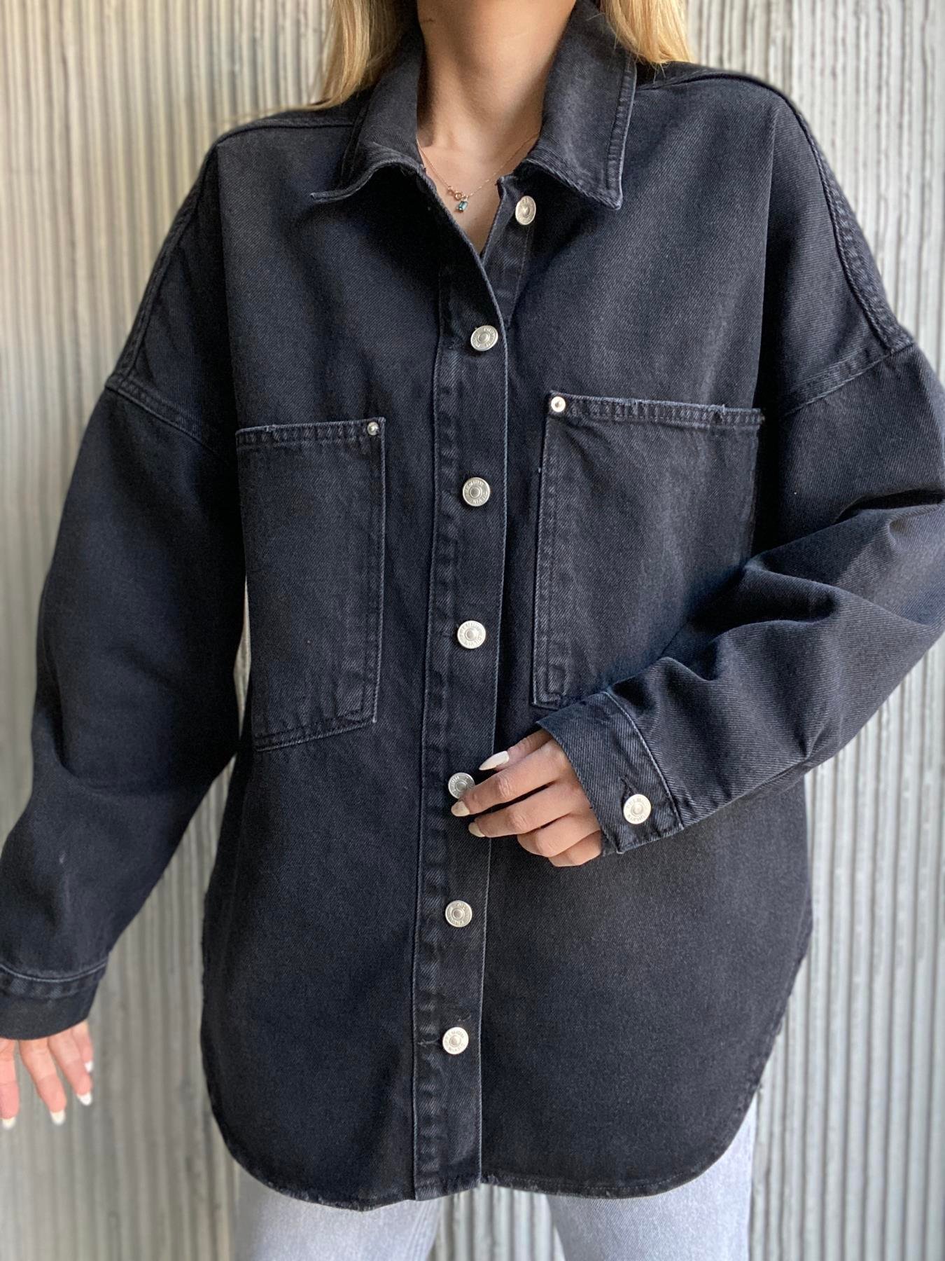Oversize Jean Gömlek SİYAH