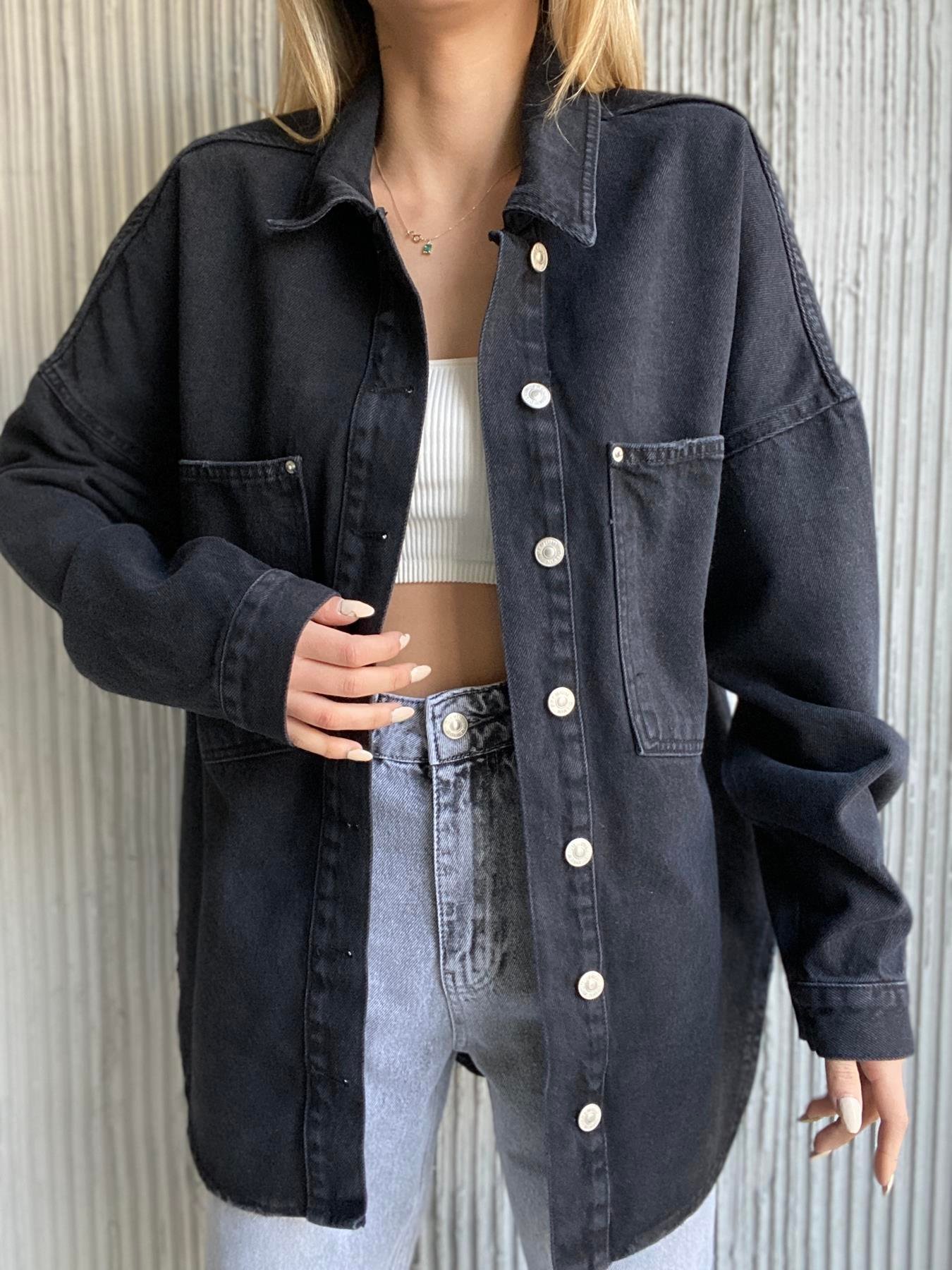 Oversize Jean Gömlek SİYAH