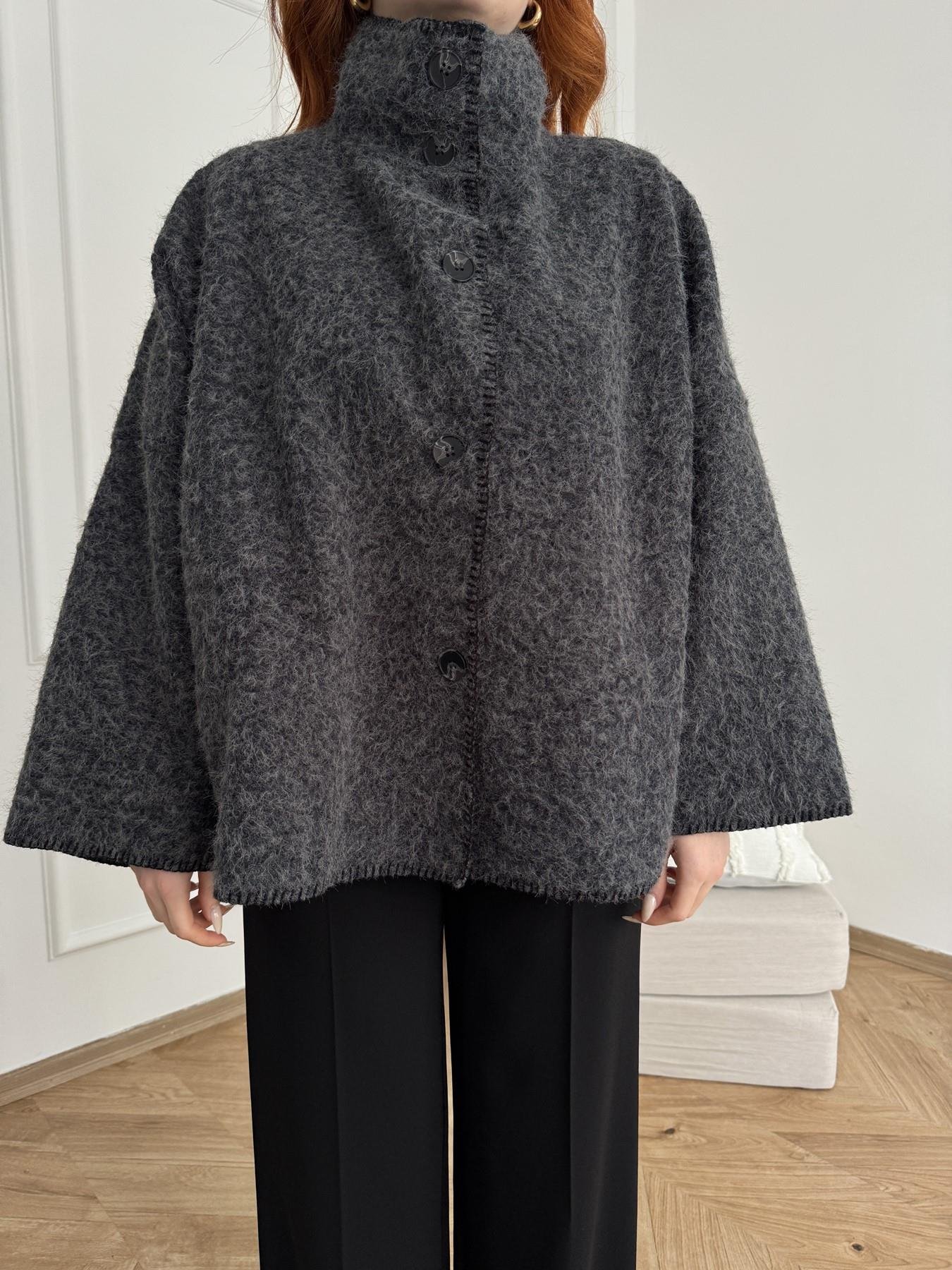 Oversize Kaşe Ceket Antrasit