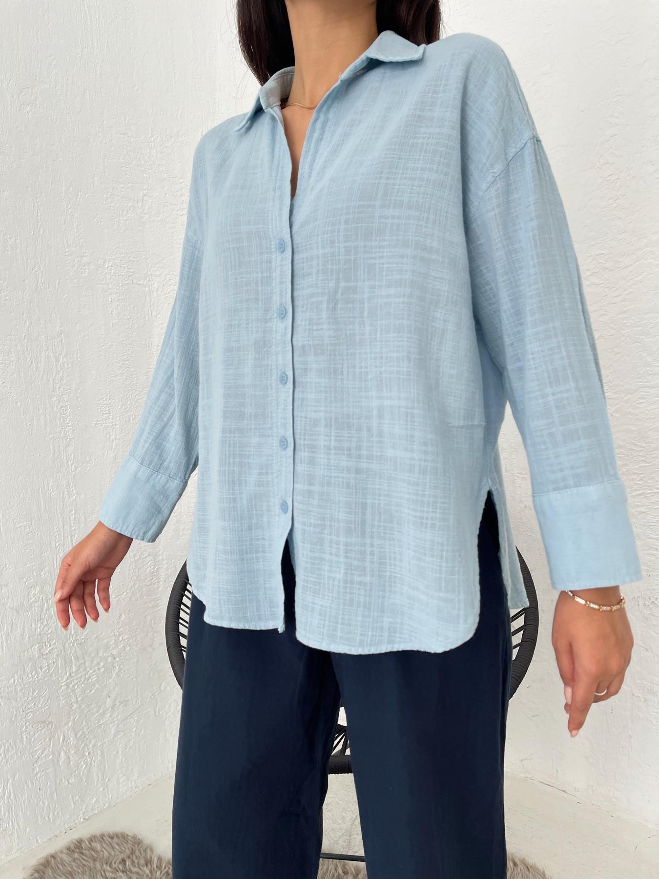 Oversize Keten Gömlek BEBE MAVİ