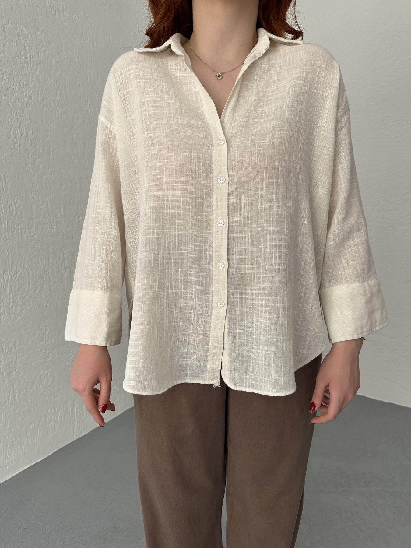 Oversize Keten Gömlek Ekru