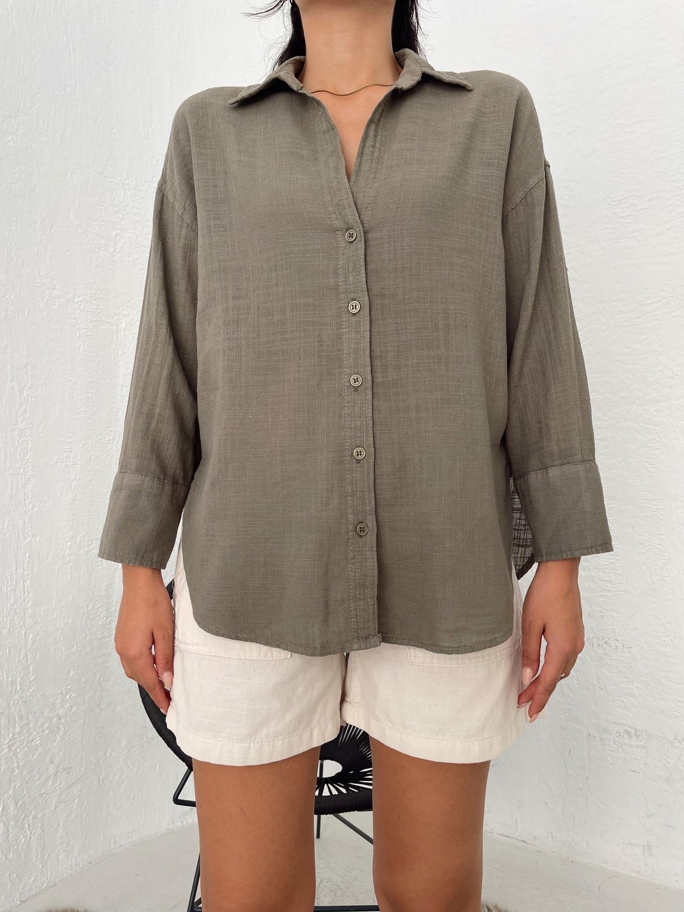 Oversize Keten Gömlek HAKİ