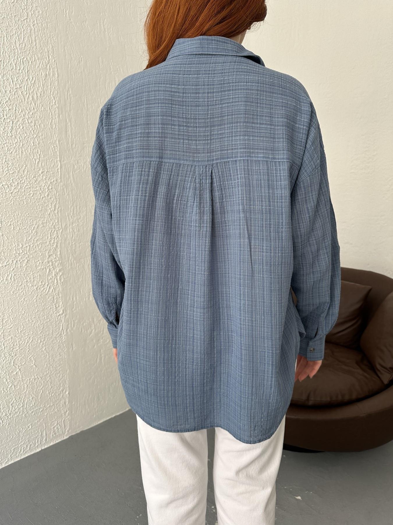 Oversize Keten Gömlek İndigo