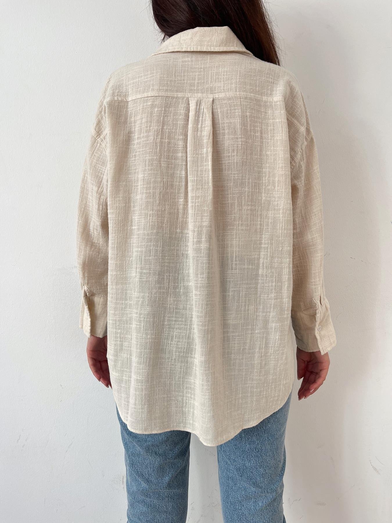 Oversize Keten Gömlek NATUREL