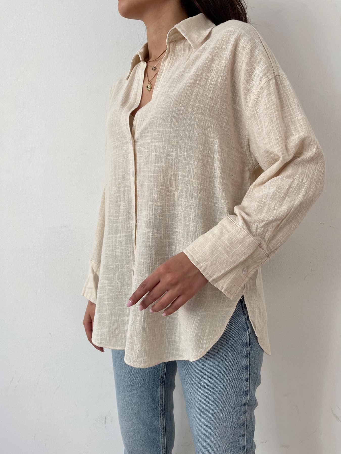 Oversize Keten Gömlek NATUREL
