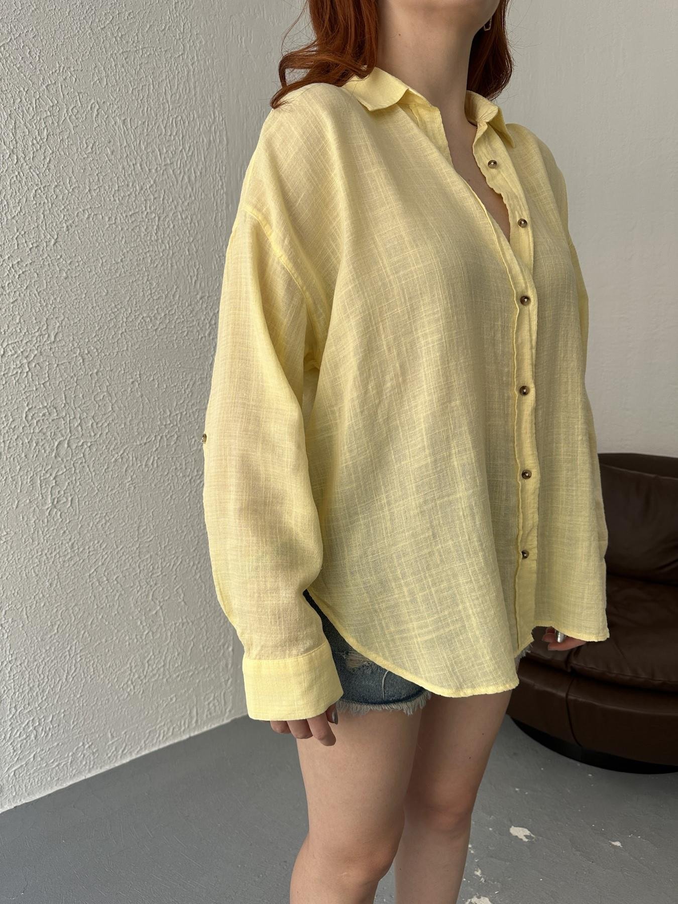 Oversize Keten Gömlek Sarı