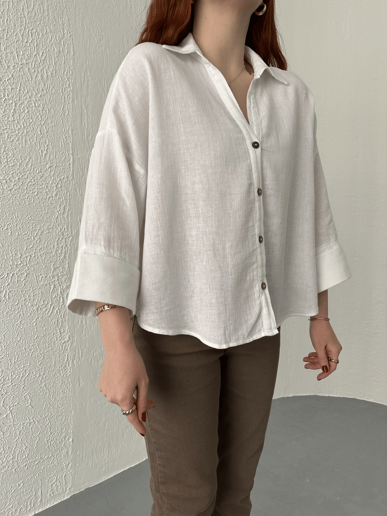 Oversize Sırt Detaylı Gömlek Beyaz