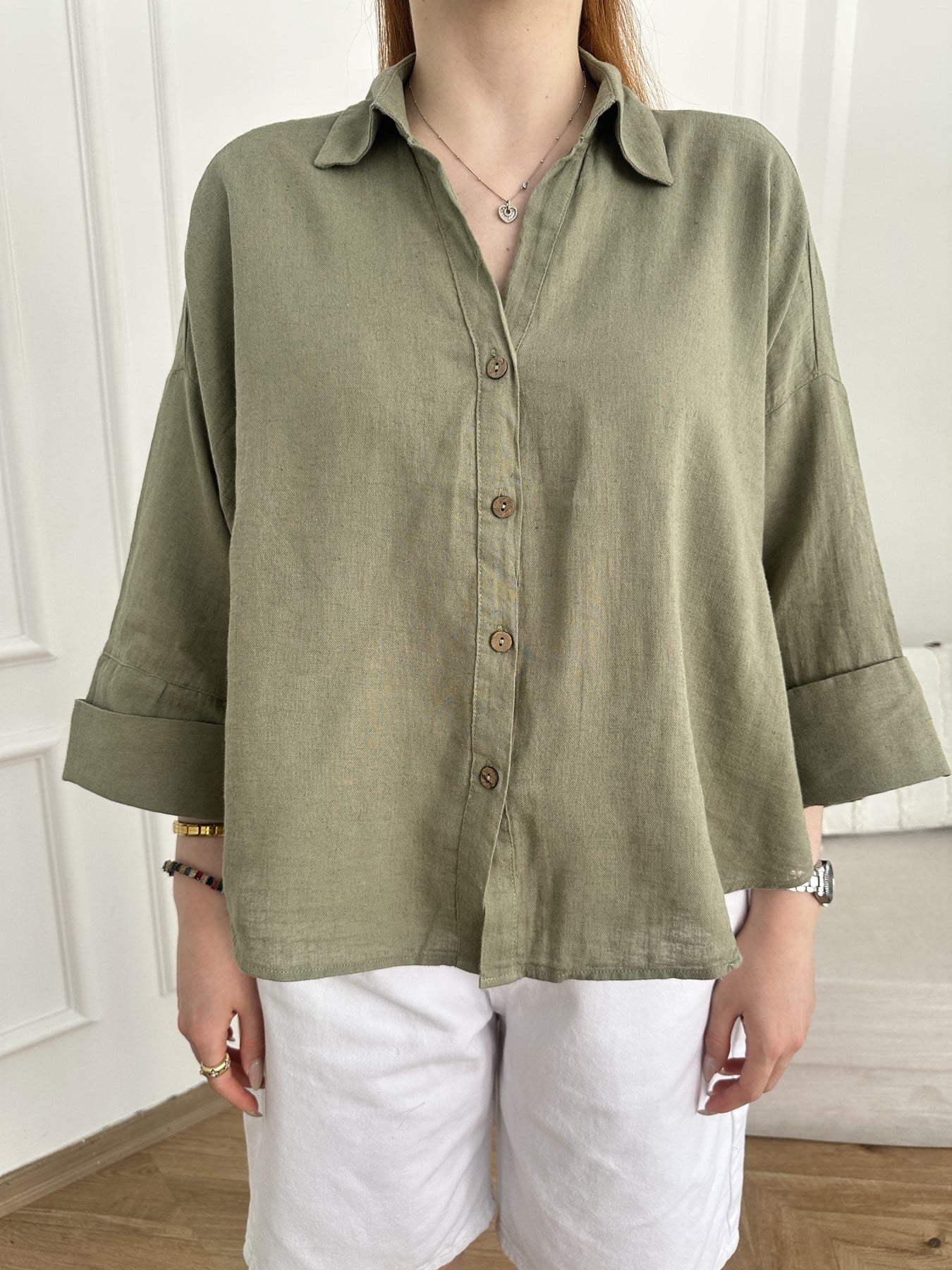 Oversize Sırt Detaylı Gömlek Çağla