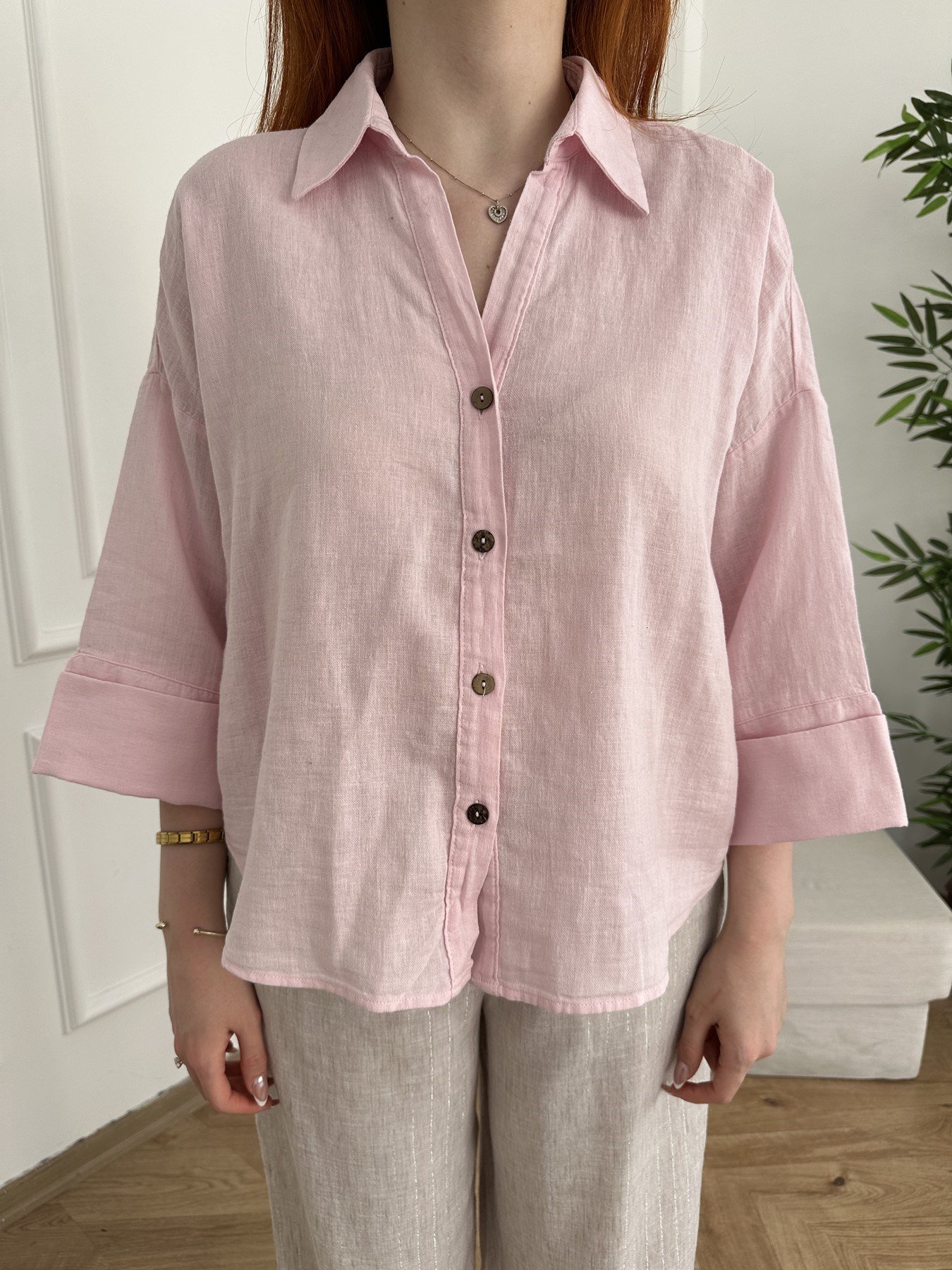Oversize Sırt Detaylı Gömlek Pembe