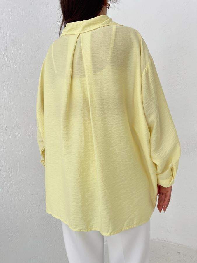 Oversize Tek Cep Gömlek SARI
