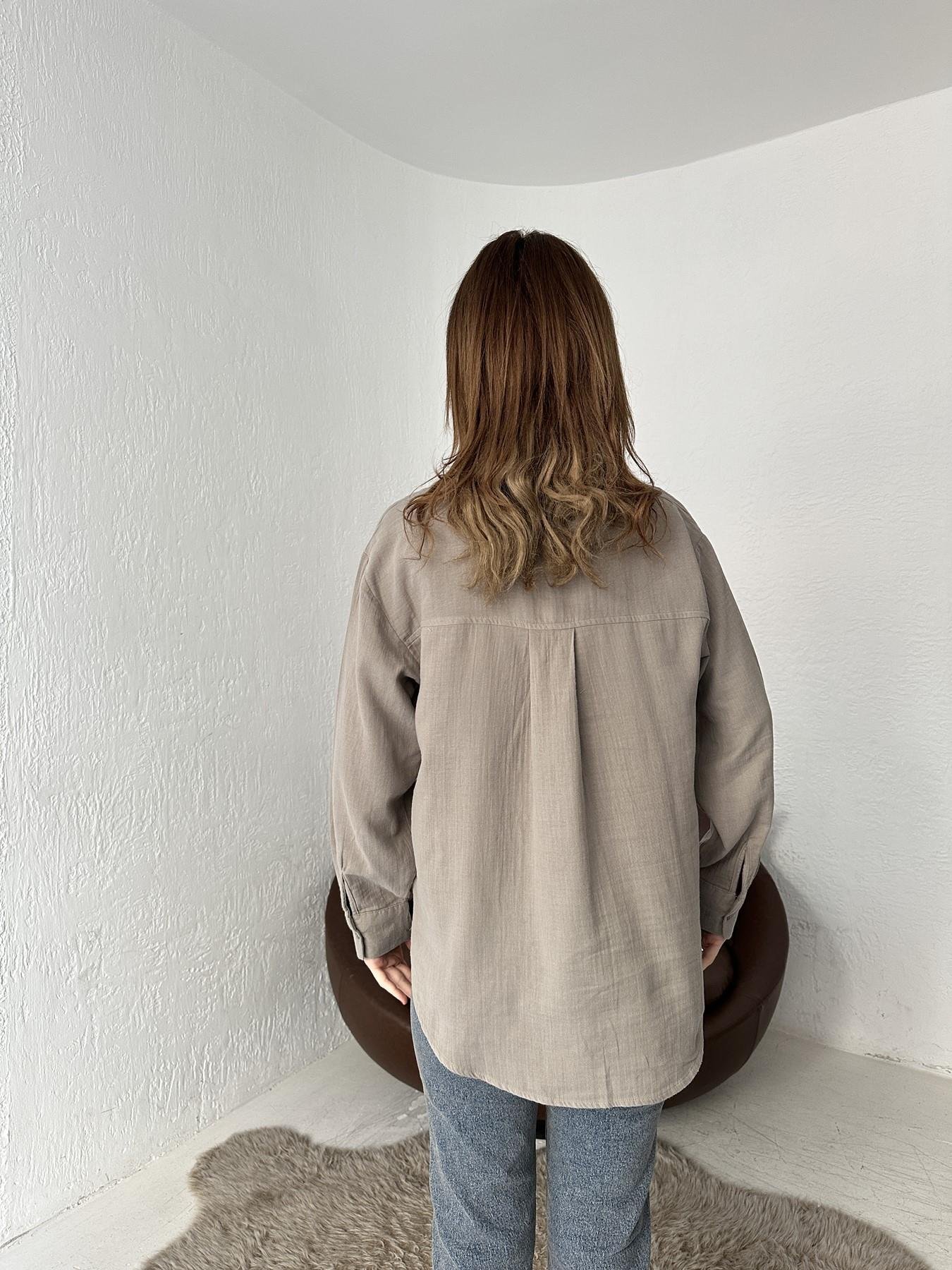 Oversize Tek Cep Pamuklu Gömlek KAHVE