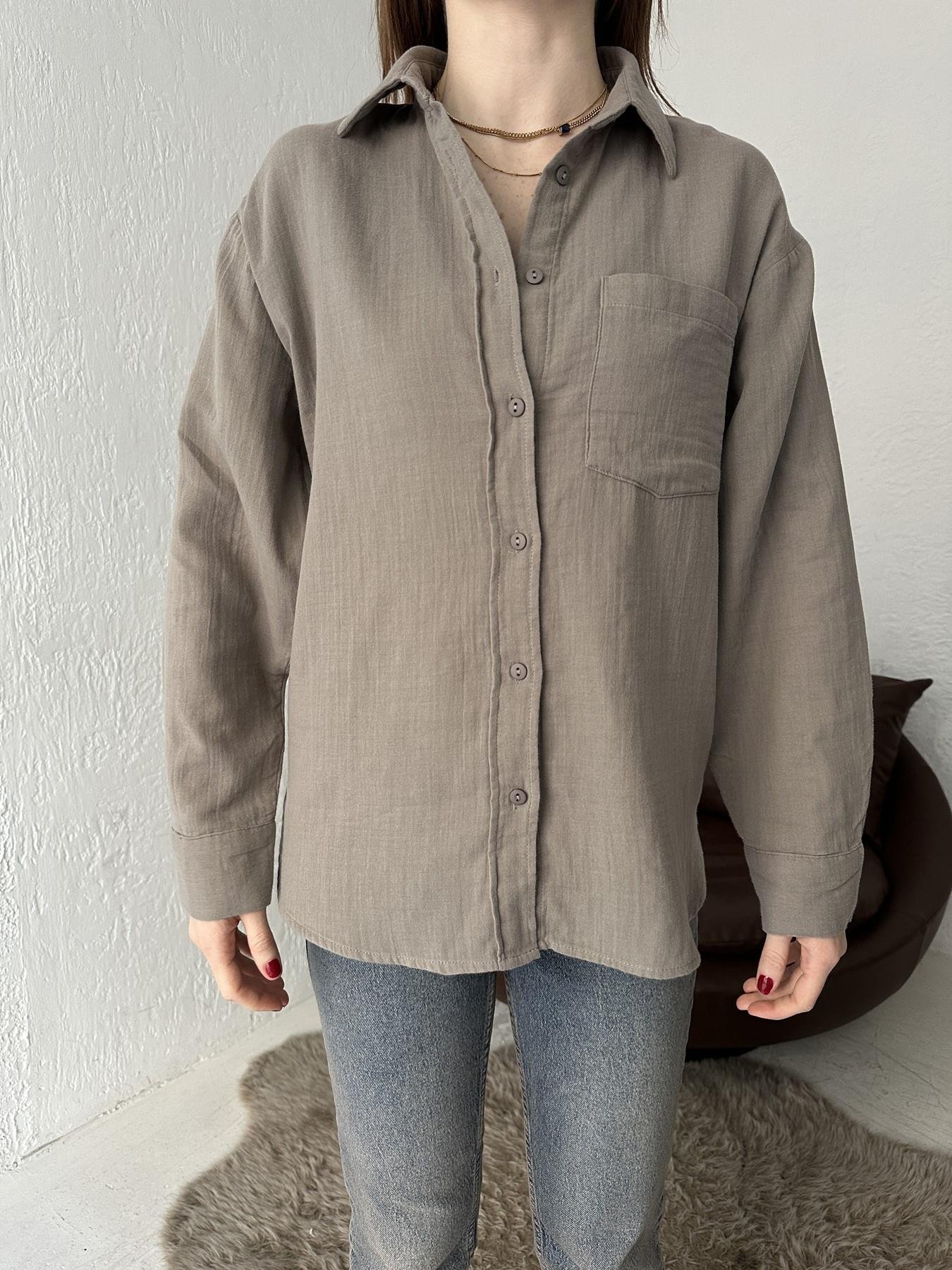 Oversize Tek Cep Pamuklu Gömlek KAHVE