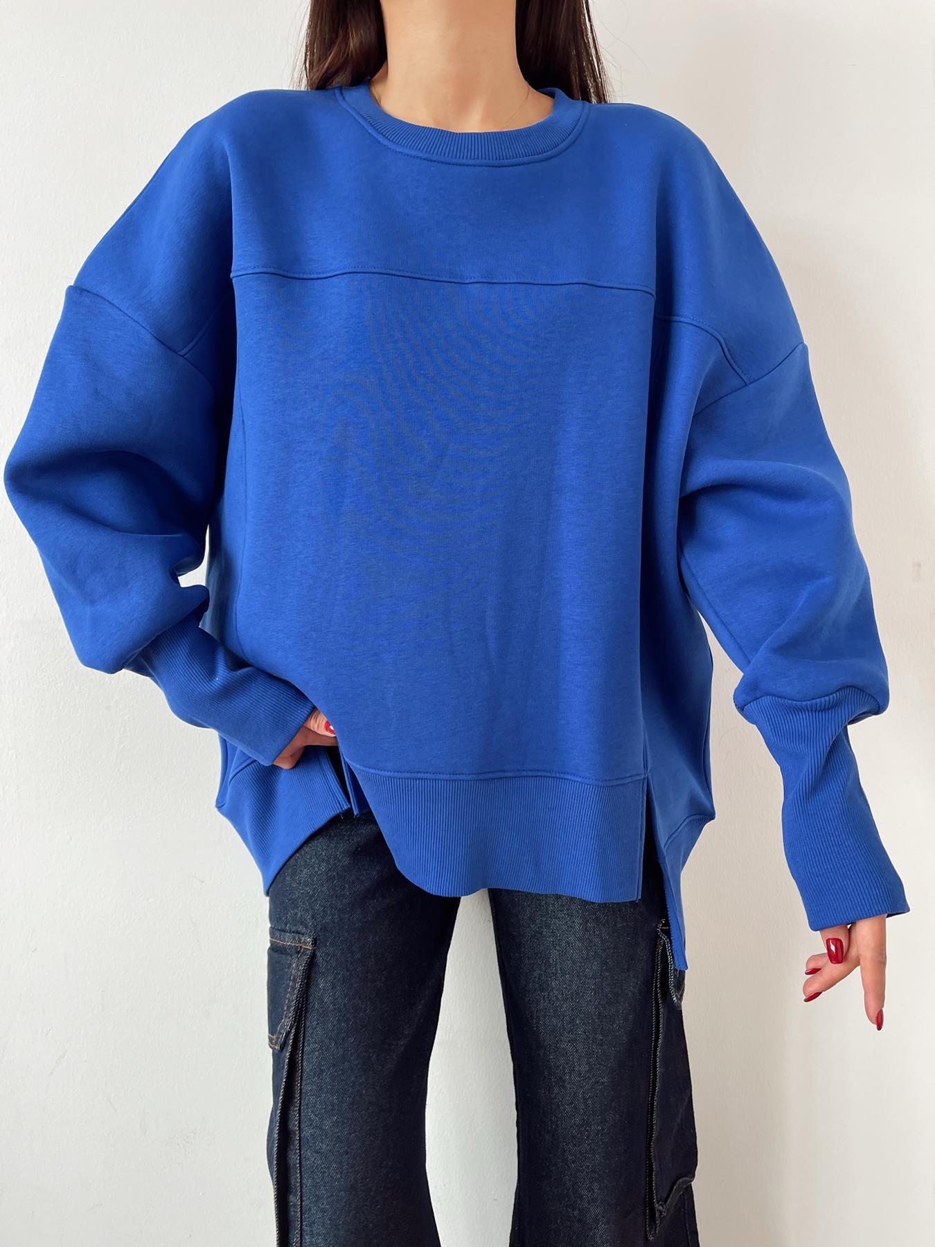 Oversize Yırtmaç Detay Sweatshırt SAKS