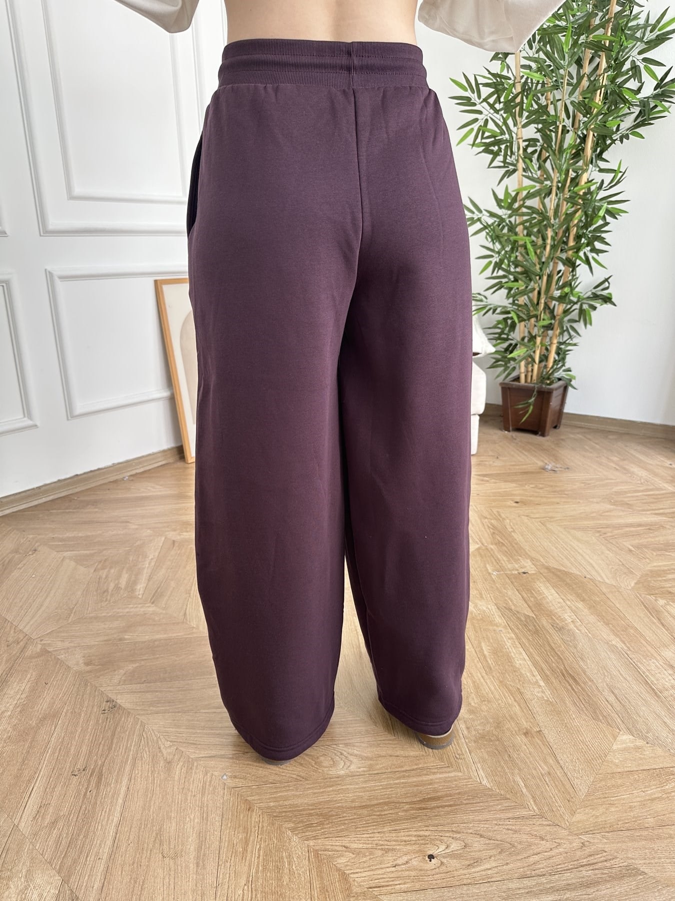 Paça Büzgülü Eşofman Altı Mürdüm