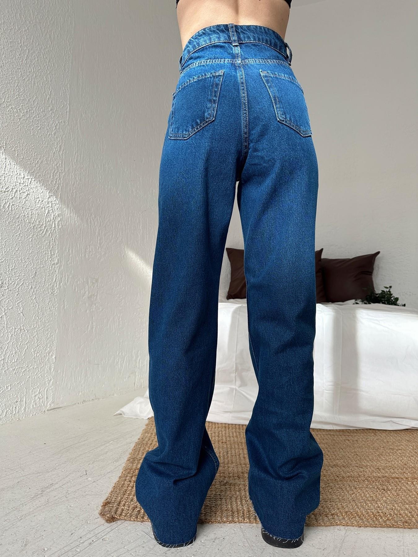 Paça Kesik Bol Jean Pantolon KOYU MAVİ