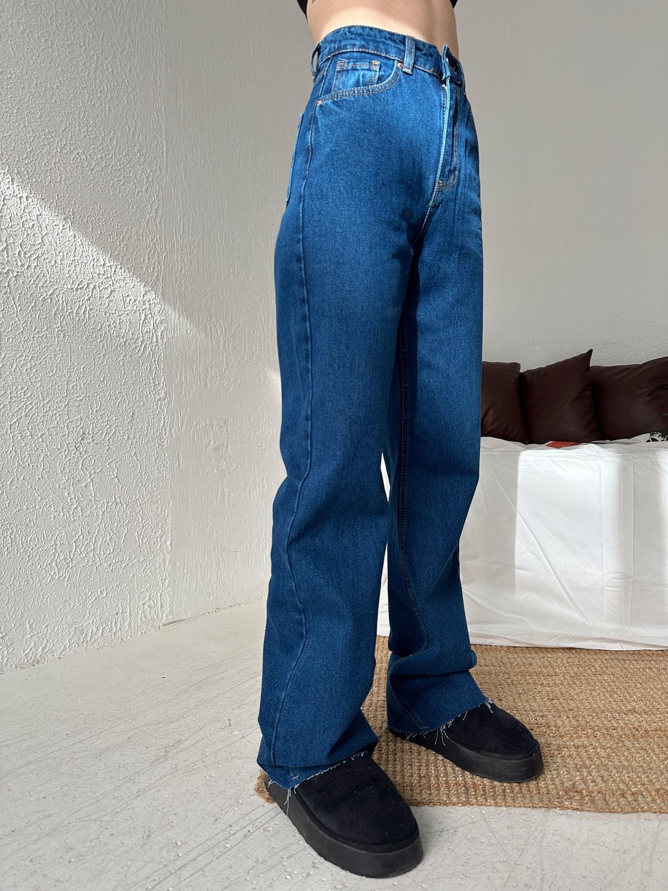 Paça Kesik Bol Jean Pantolon KOYU MAVİ