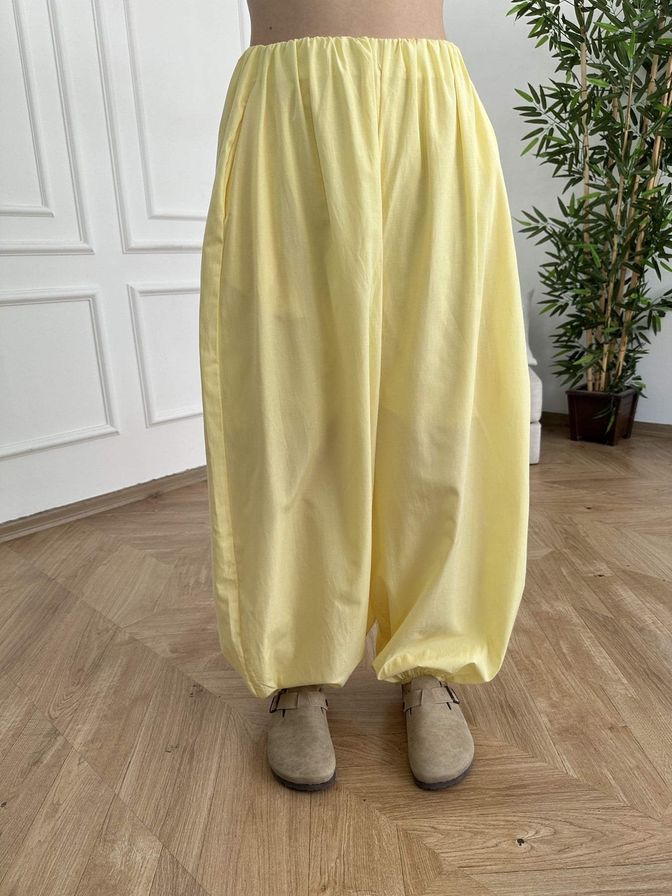 Paça Lastikli Balon Pantolon Sarı