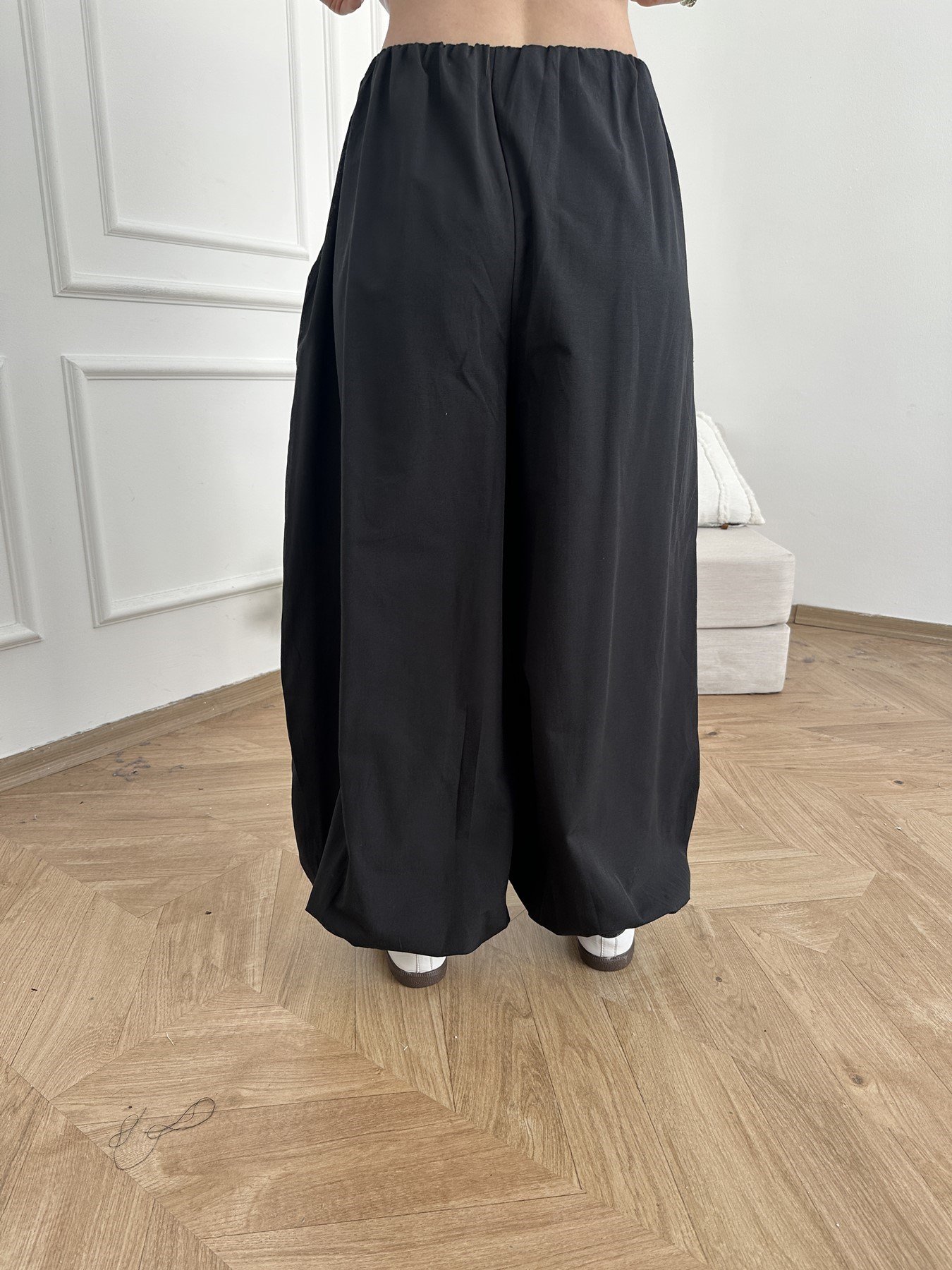 Paça Lastikli Balon Pantolon Siyah