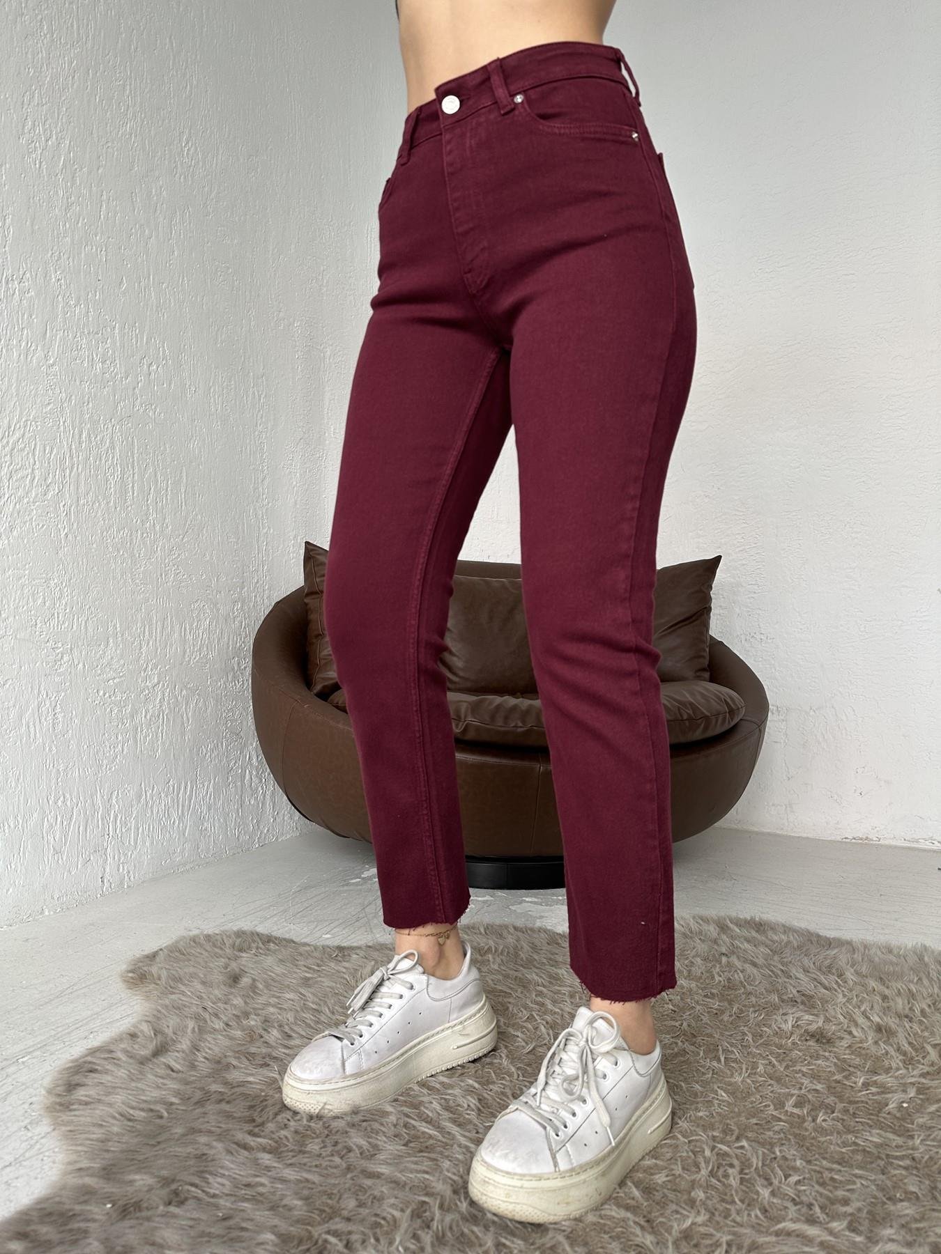 Paçası Dikişsiz Mom Fit Jean 82 BORDO