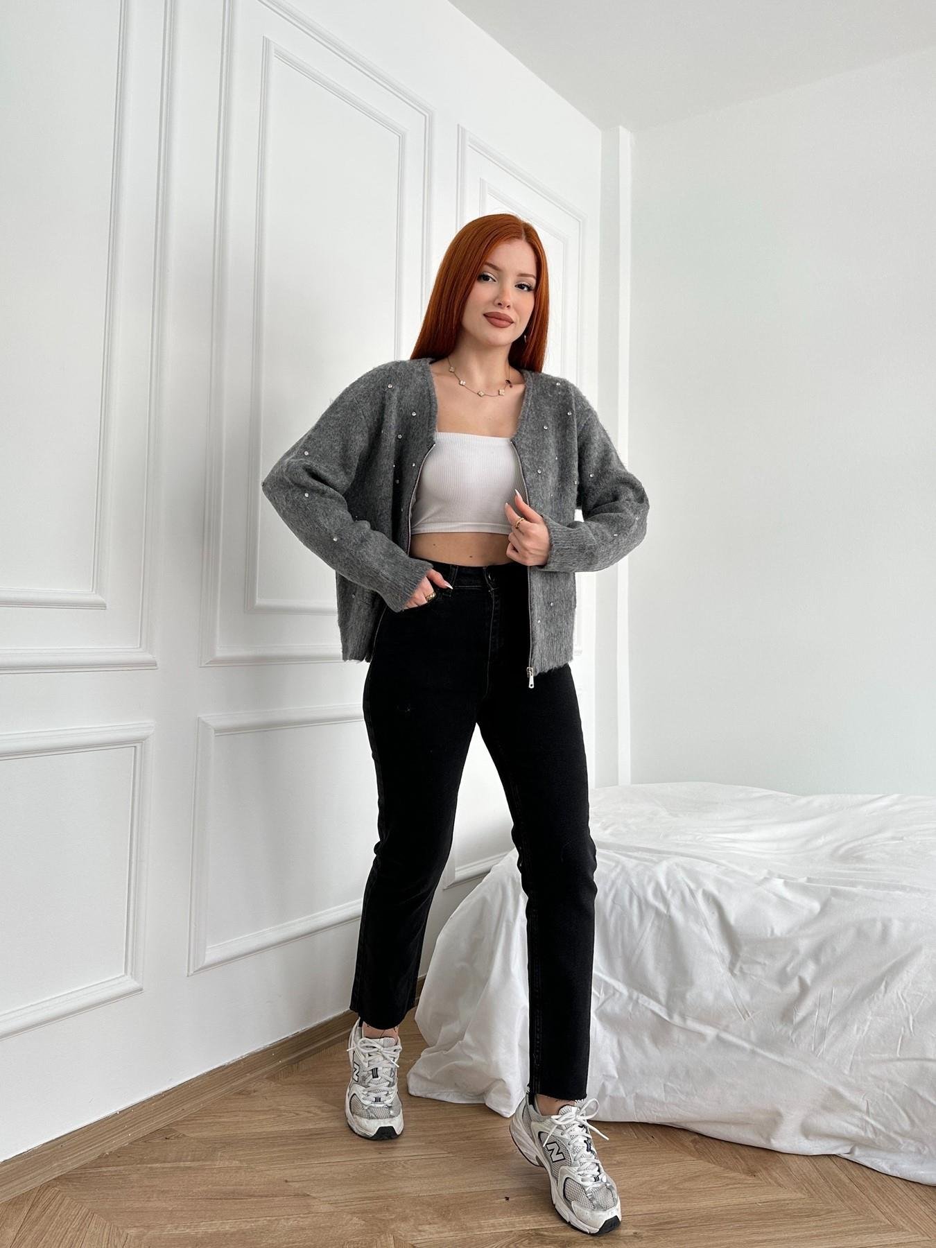 Paçası Dikişsiz Mom Pantolon 23 antrasit