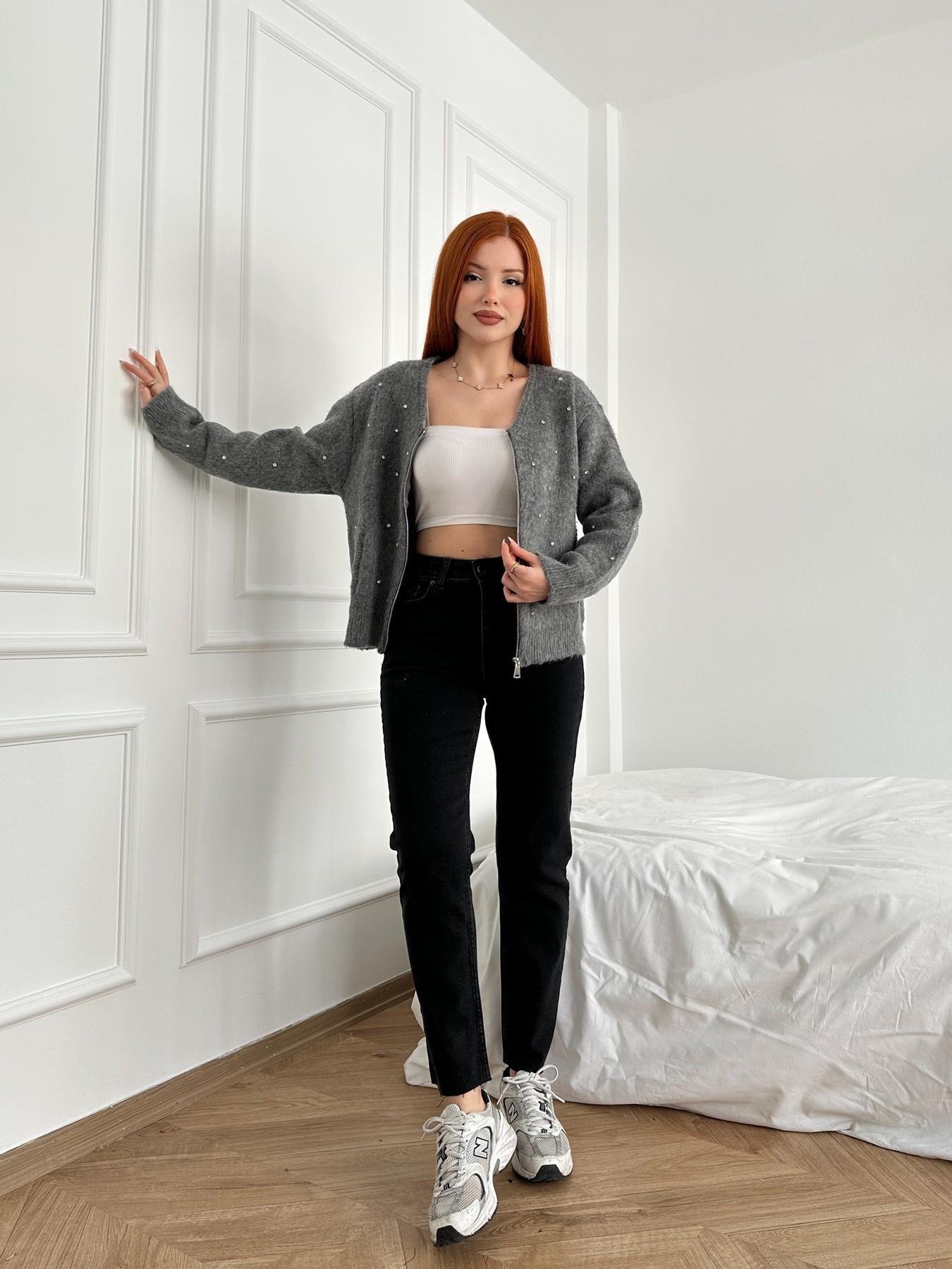 Paçası Dikişsiz Mom Pantolon 23 antrasit