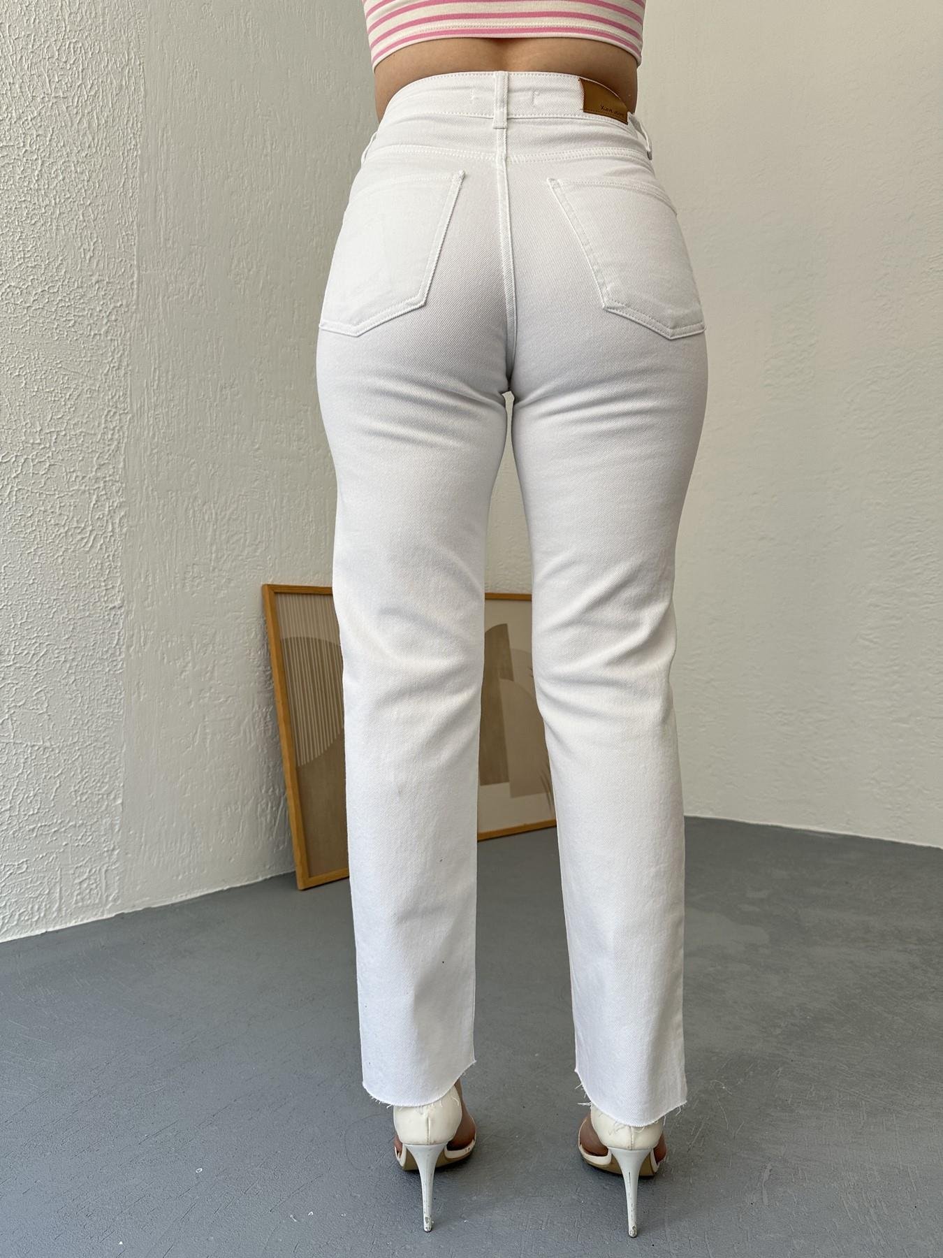 Paçası Dikişsiz Mom Pantolon 50 beyaz