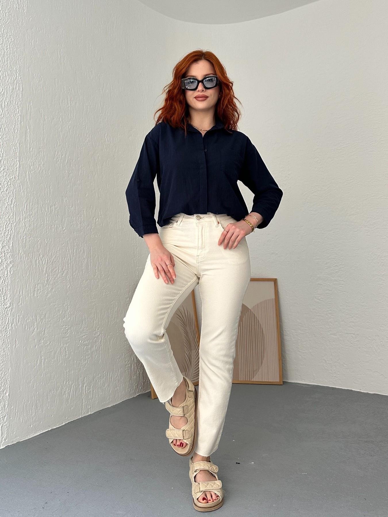 Paçası Dikişsiz Mom Pantolon 80 vanilya