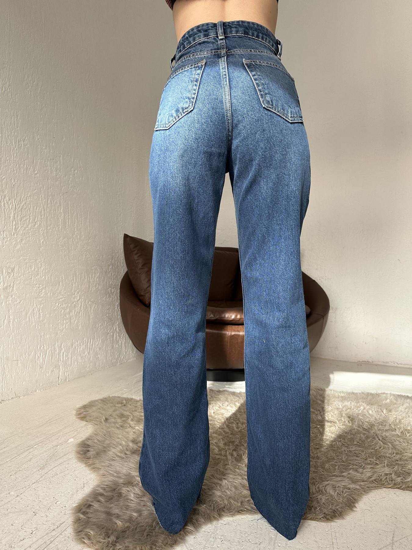 Paçası Kesik Palazzo Jean KOYU MAVİ