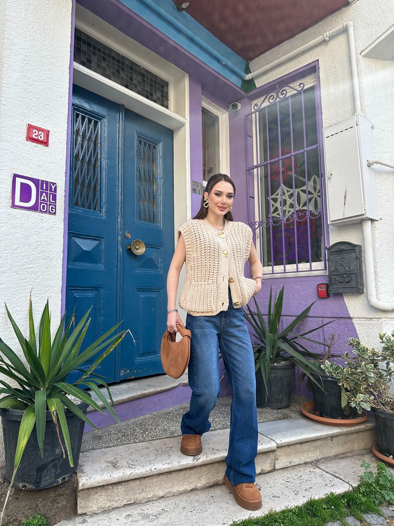 Paçası Kesik Palazzo Jean LACİVERT KAR