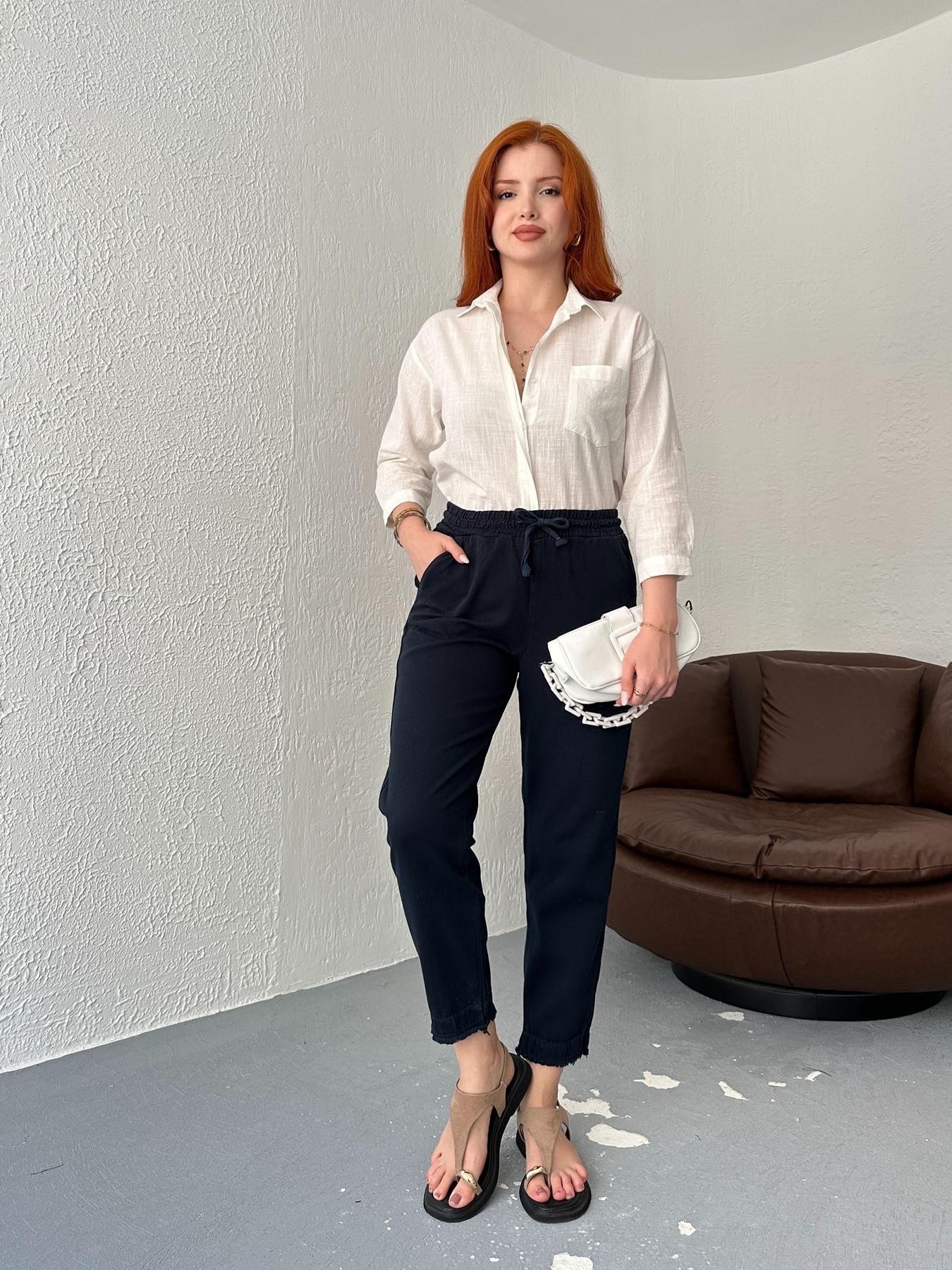 Paçası Püskül Detay Lastikli Pantolon Lacivert