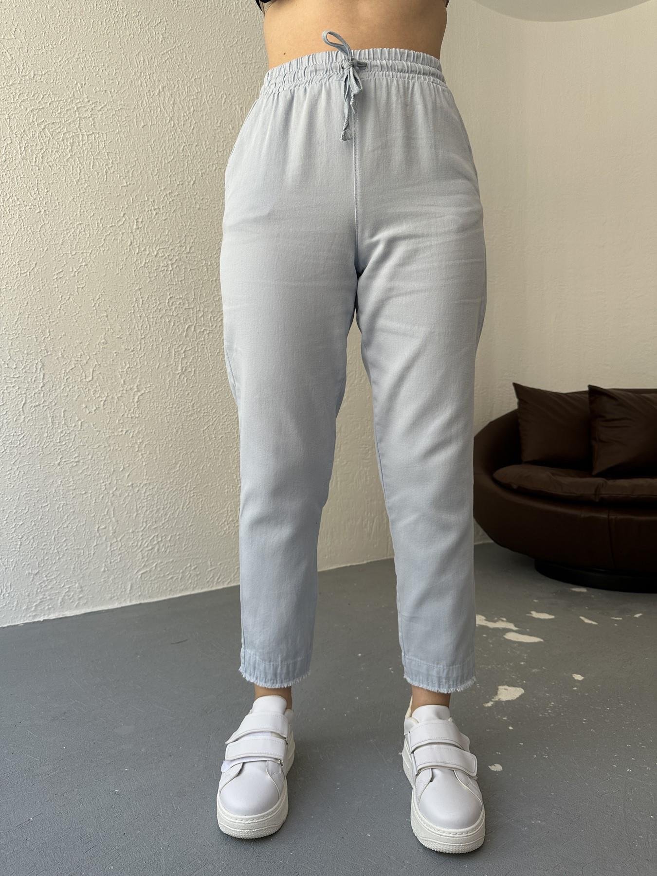 Paçası Püskül Detay Lastikli Pantolon Bebe mavi