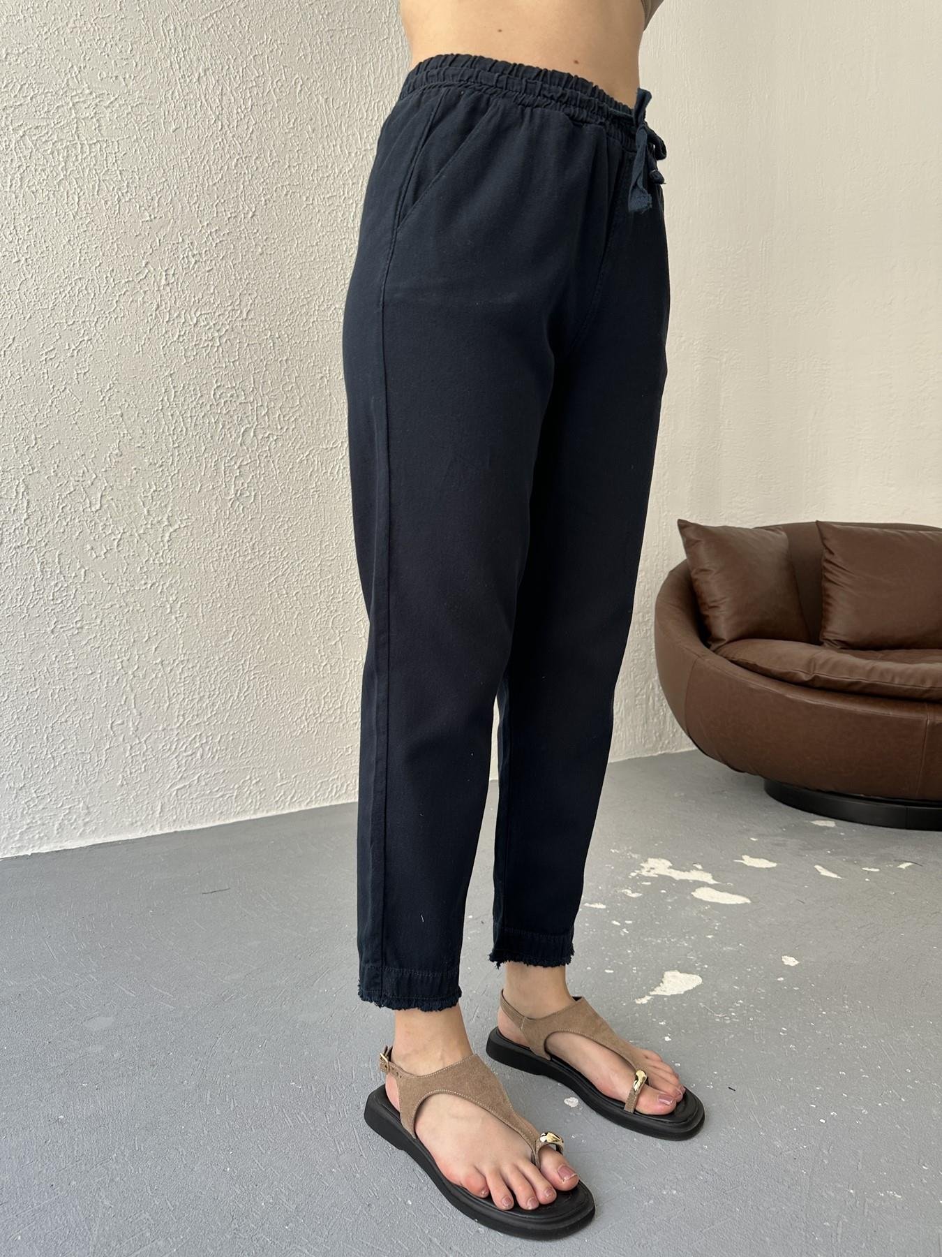 Paçası Püskül Detay Lastikli Pantolon Lacivert