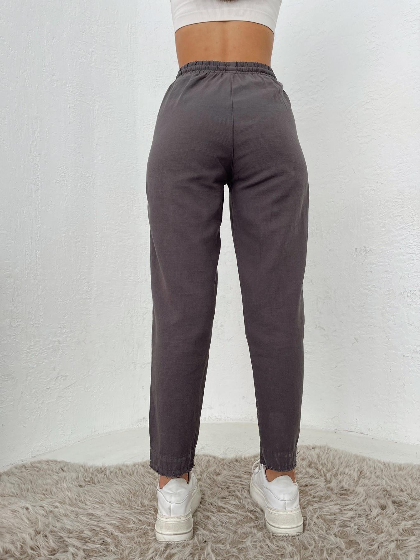 Paçası Püsküllü Keten Pantolon ANTRASİT