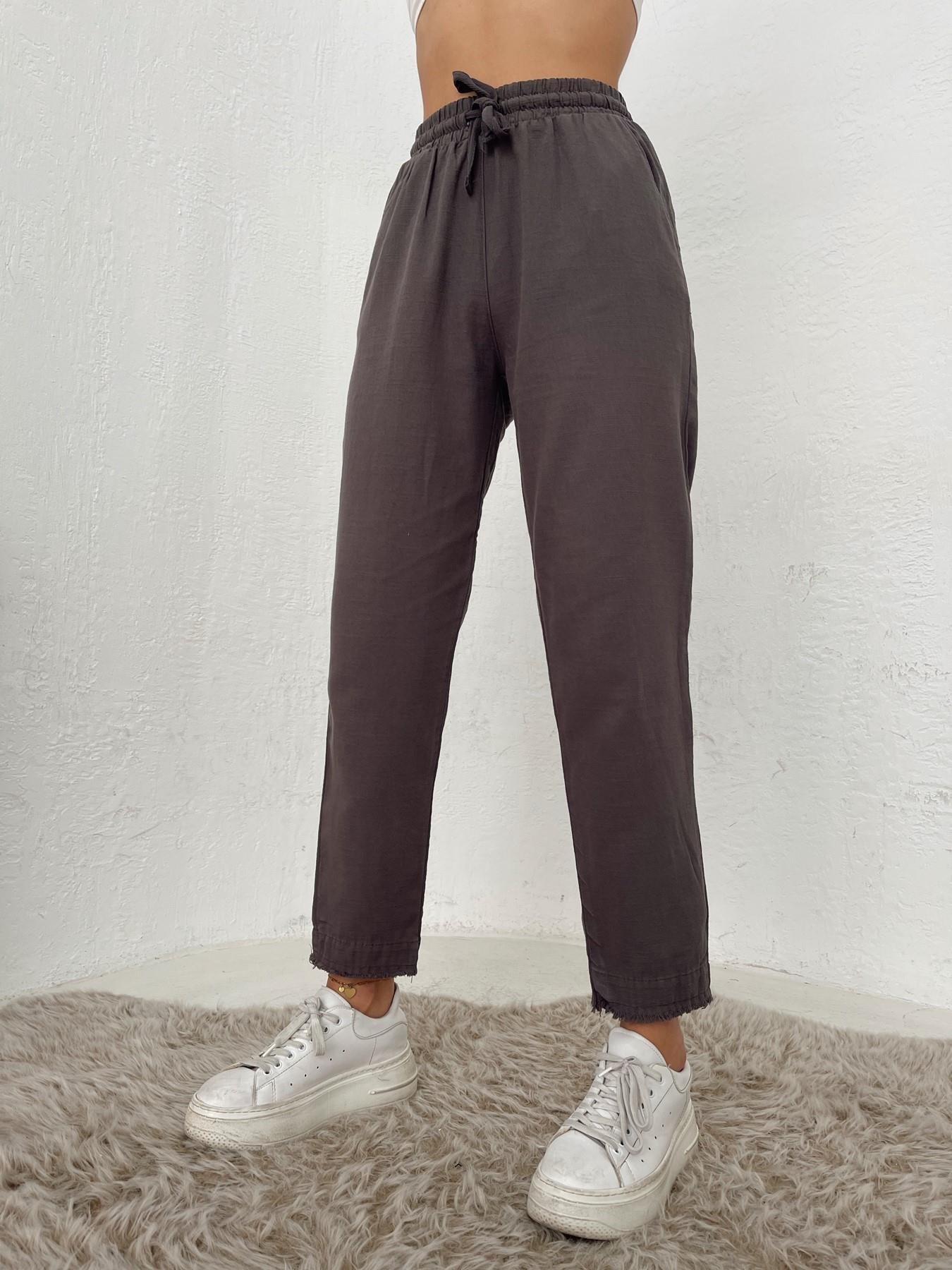 Paçası Püsküllü Keten Pantolon ANTRASİT