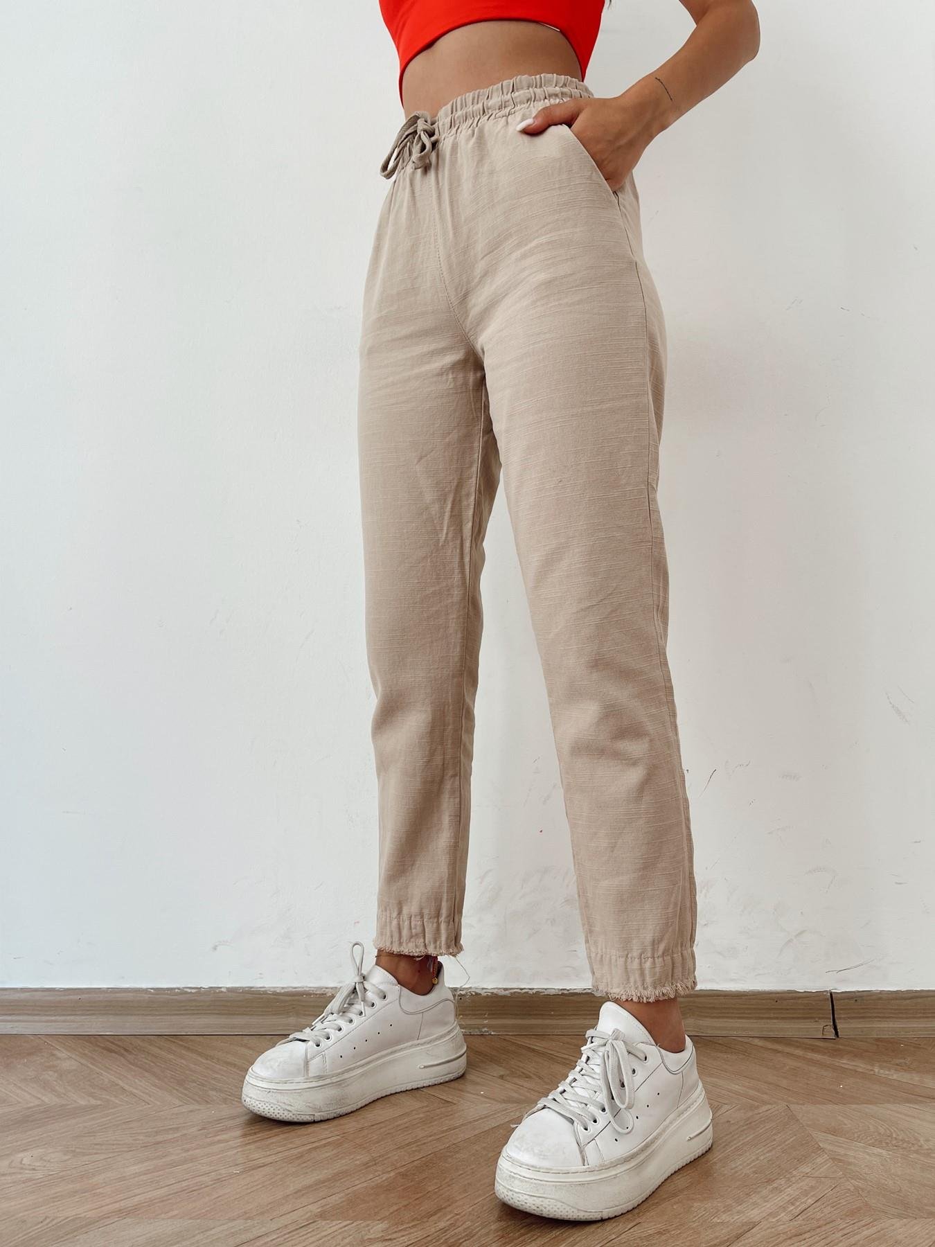 Paçası Püsküllü Keten Pantolon CAMEL