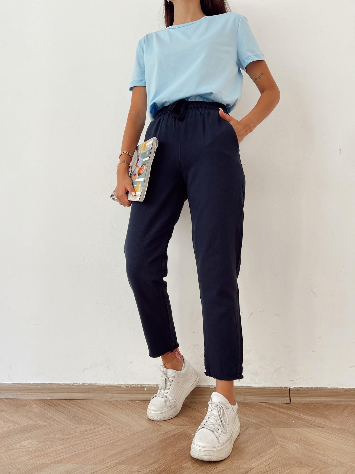 Paçası Püsküllü Keten Pantolon LACİVERT