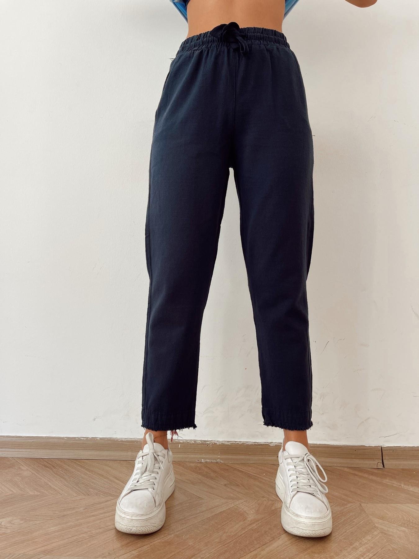 Paçası Püsküllü Keten Pantolon LACİVERT