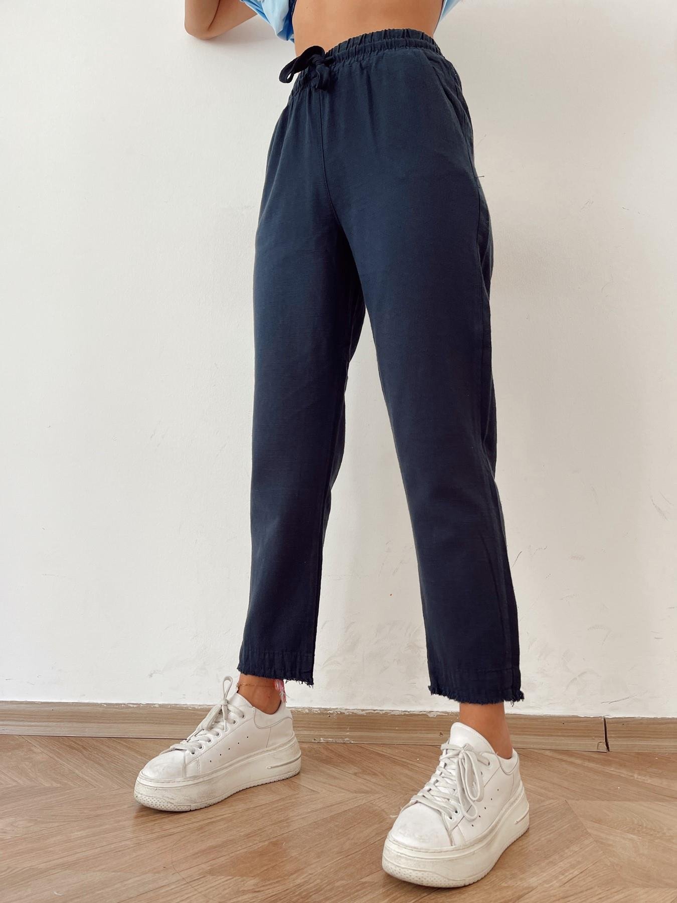 Paçası Püsküllü Keten Pantolon LACİVERT