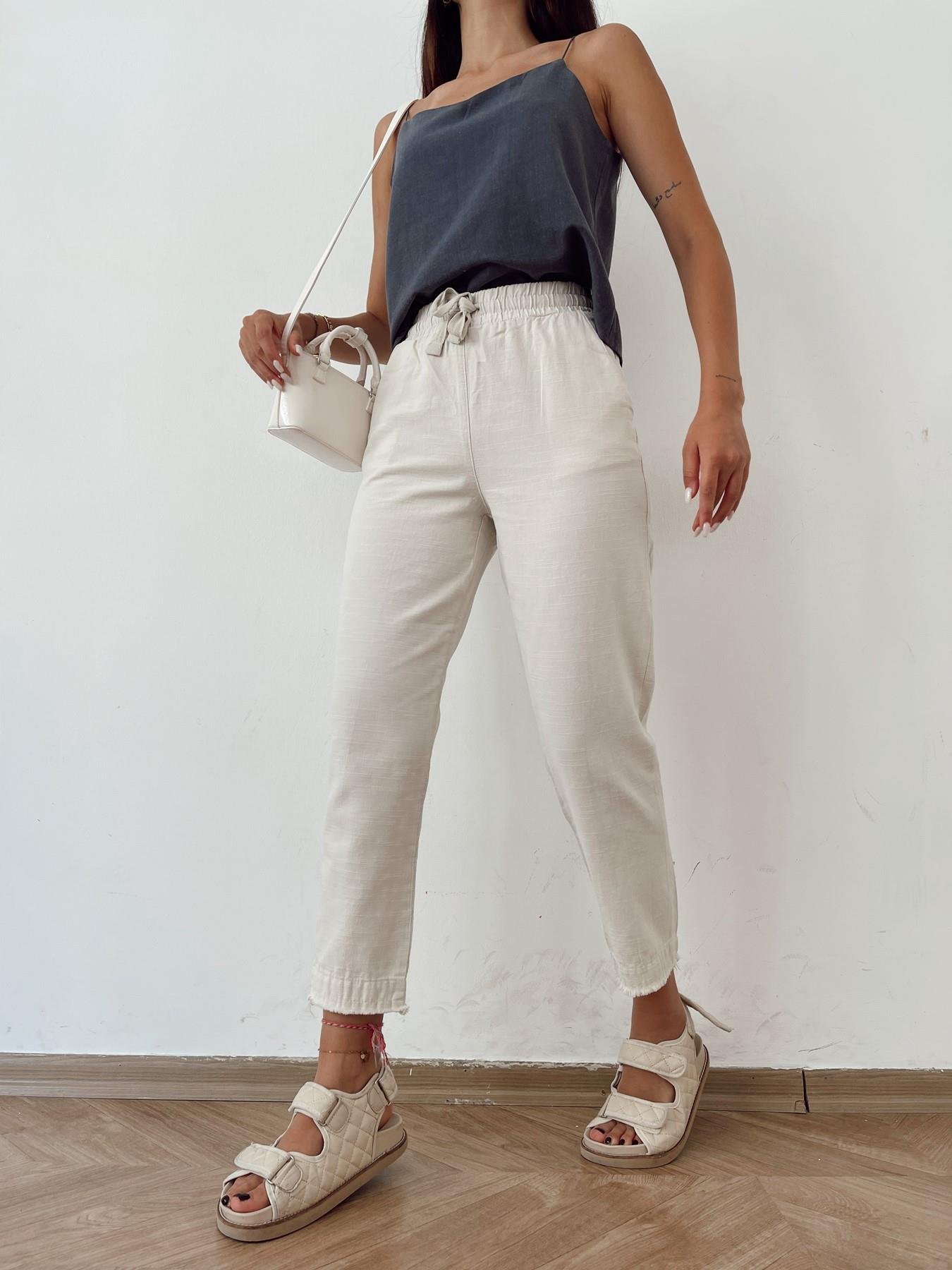 Paçası Püsküllü Keten Pantolon TAŞ