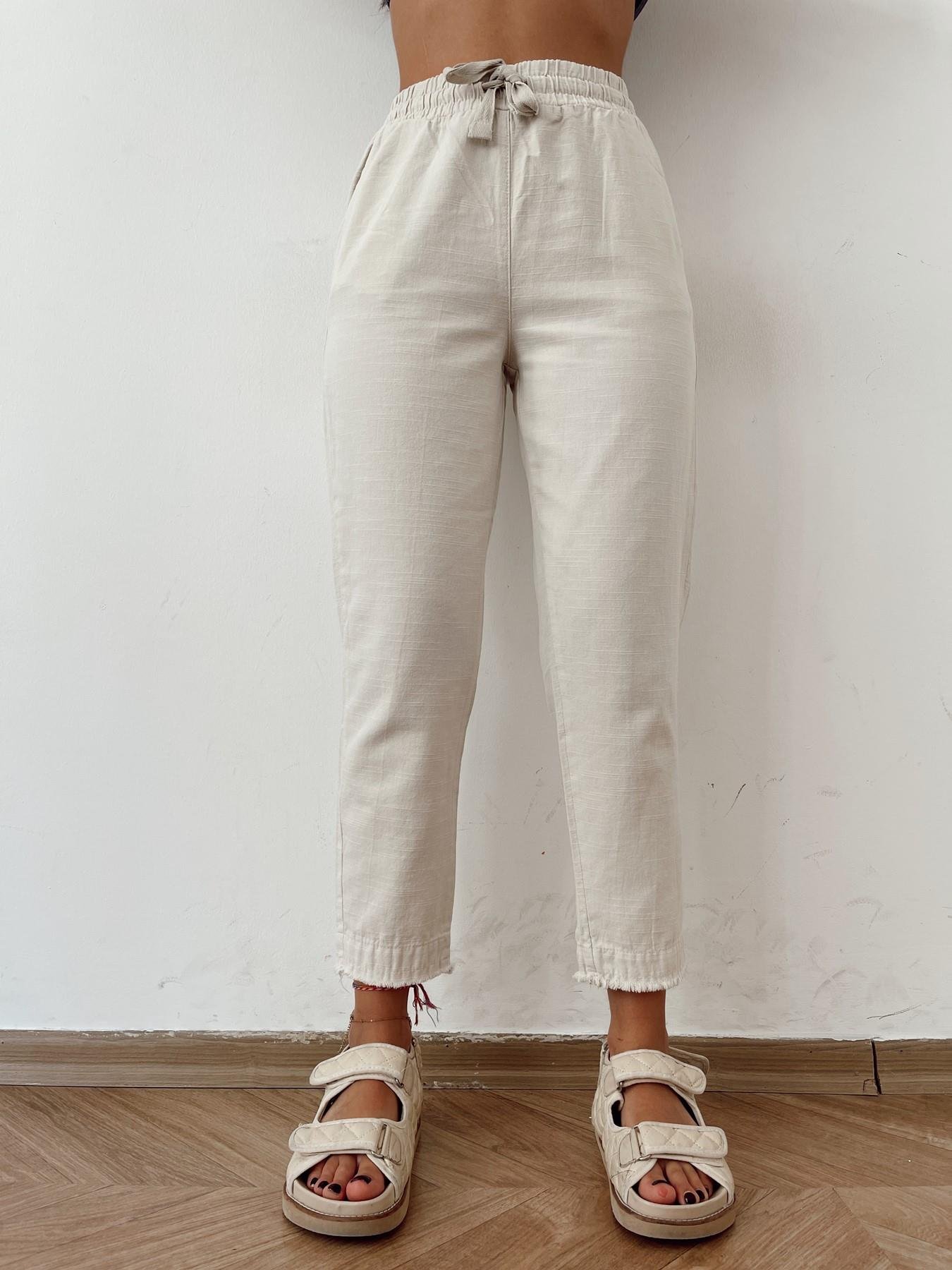 Paçası Püsküllü Keten Pantolon TAŞ