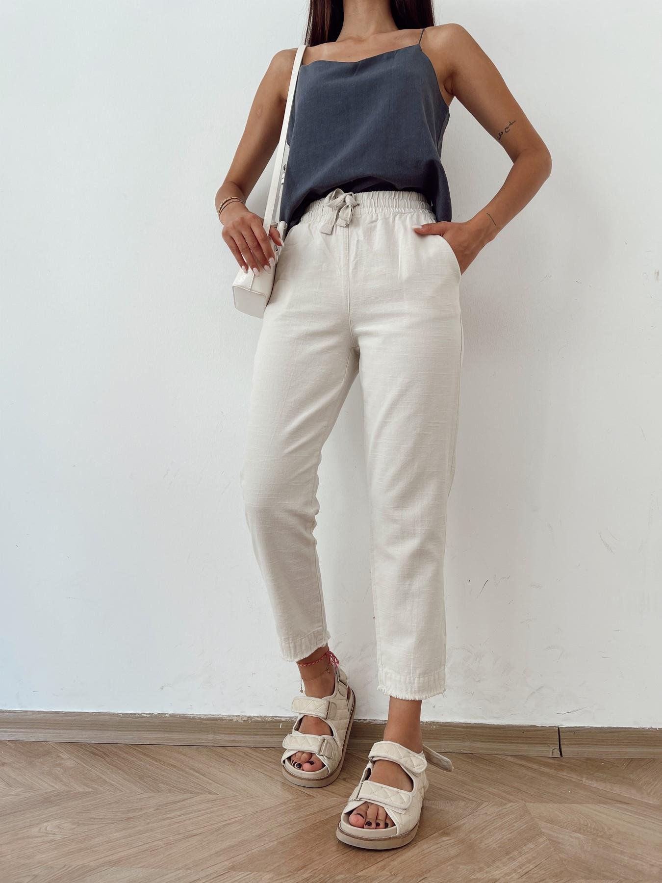 Paçası Püsküllü Keten Pantolon TAŞ